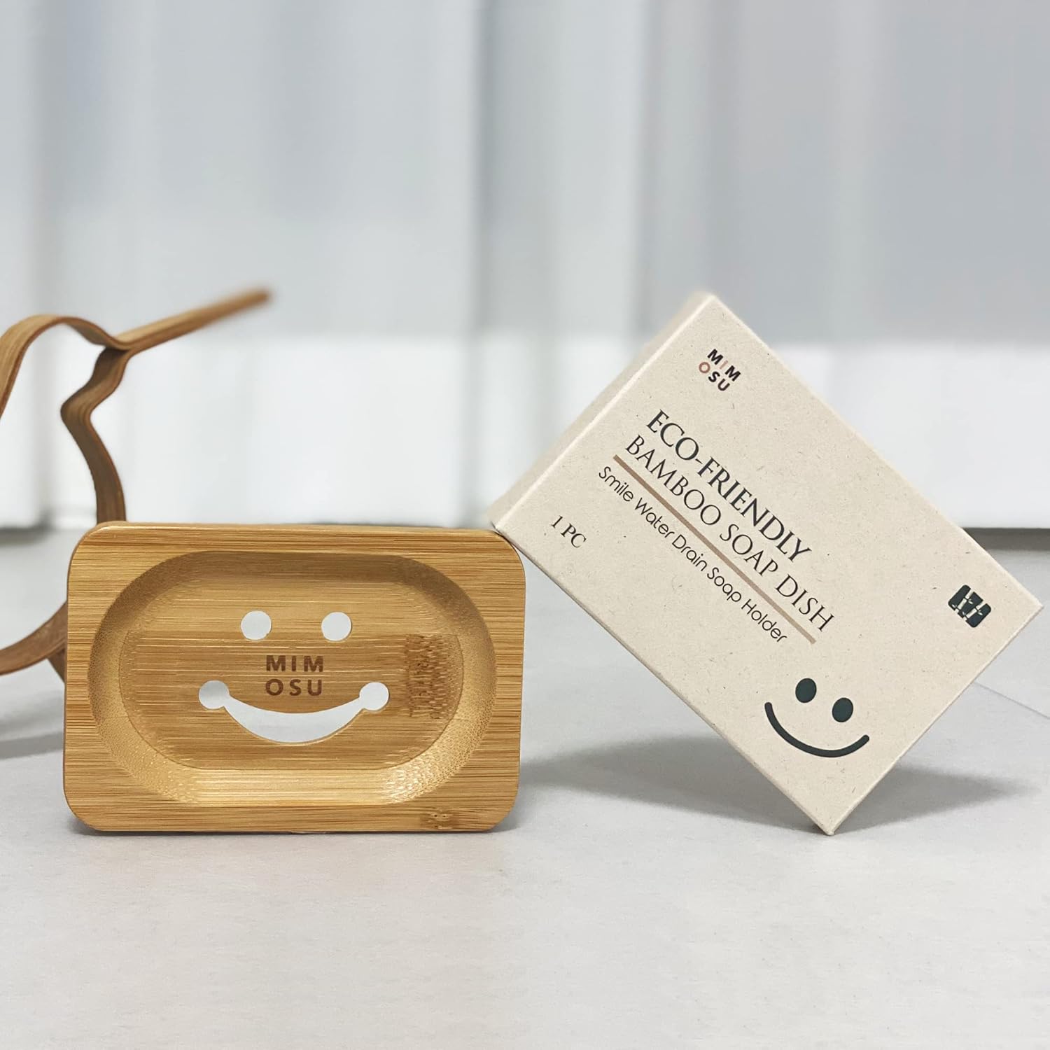 Mimosu Bamboo Soap Dish - Eco-Friendly Shampoo Holder with Drain