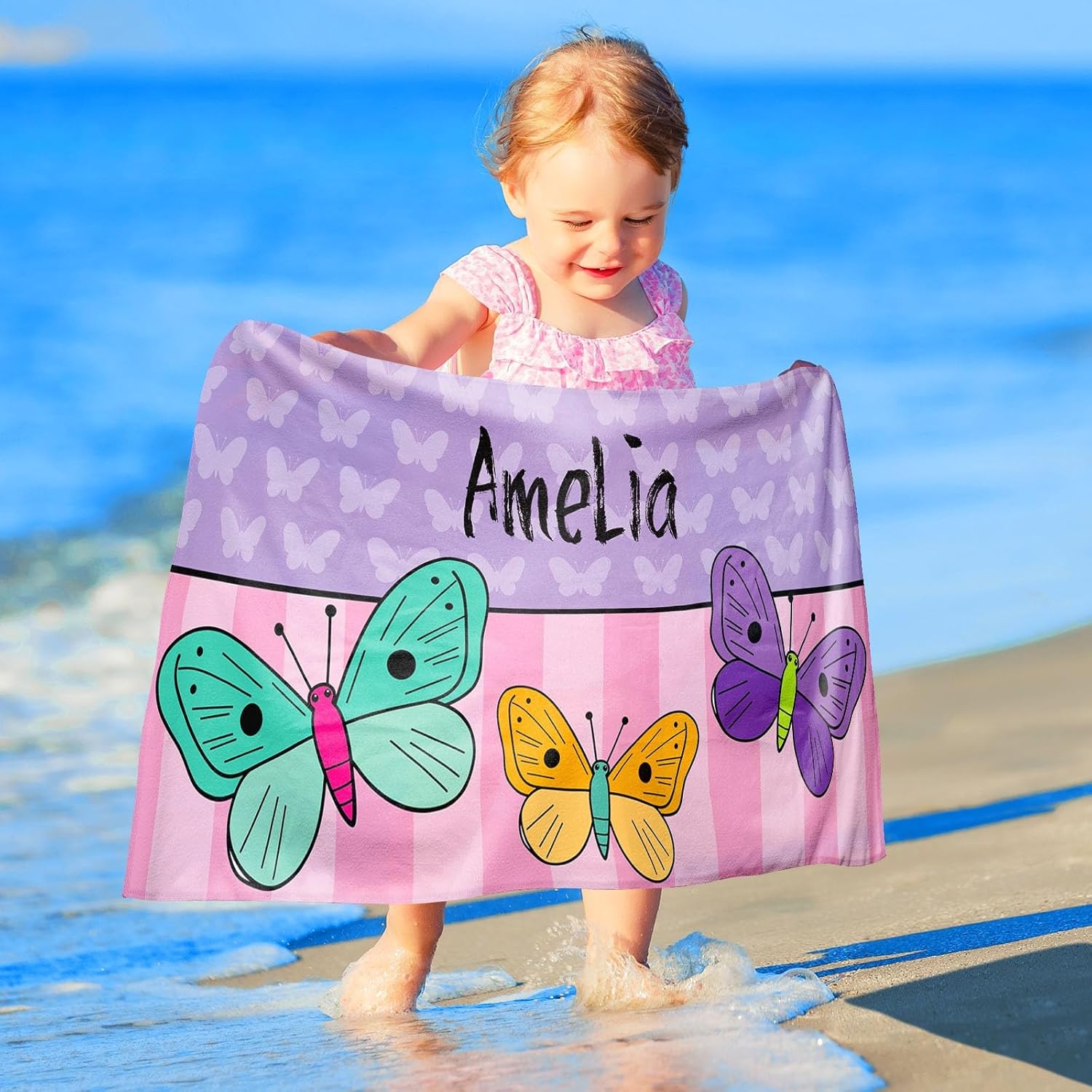 Personalized Beach Towels for Kids with Name Monogram