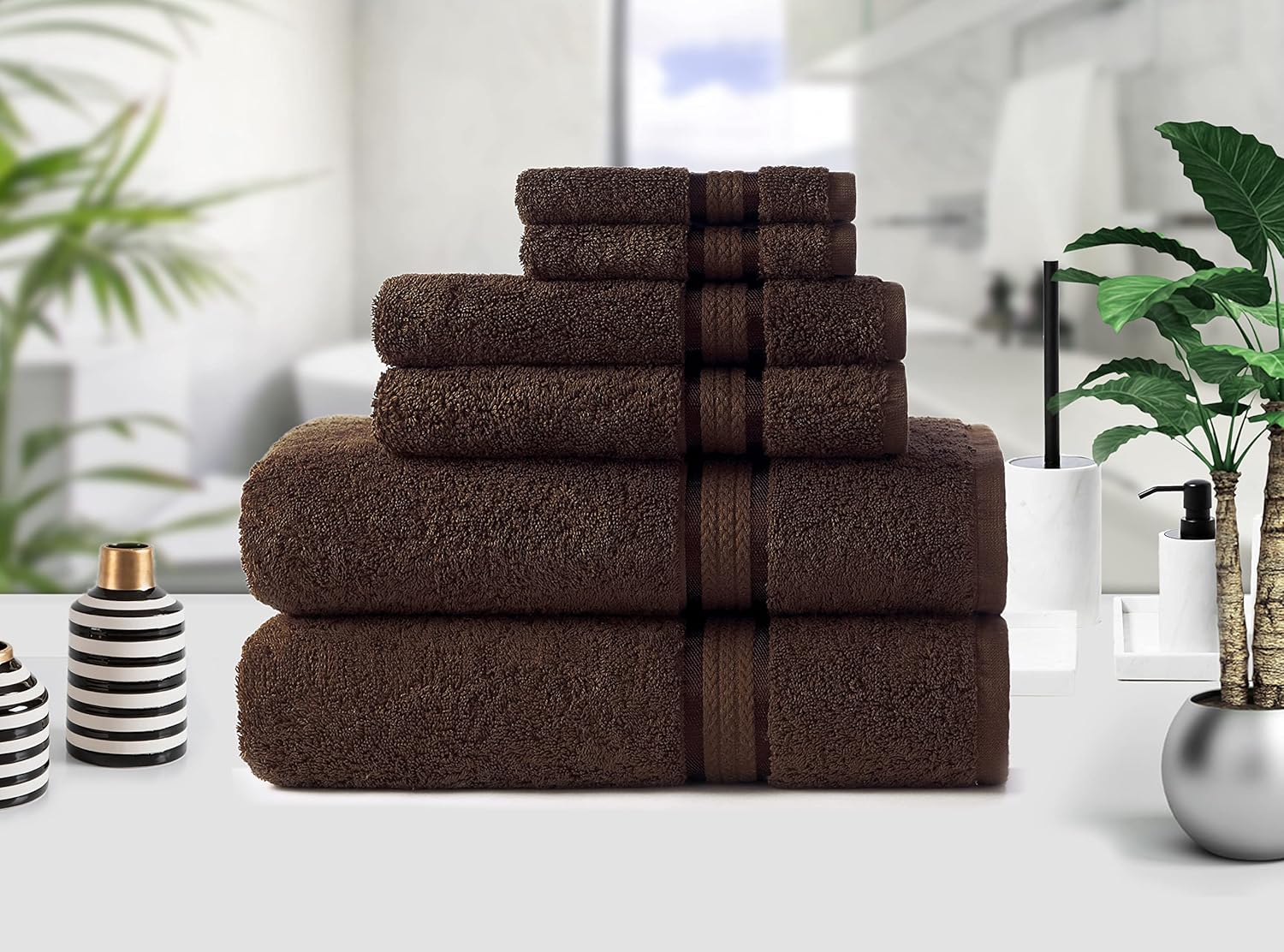 COTTON CRAFT Ultra Soft 6 Piece Towel Set Chocolate
