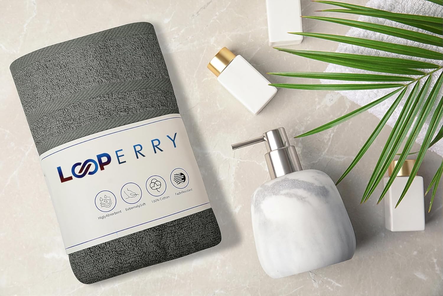 Looperry 6 Pack Small Bath Towel Set - Charcoal Grey 1