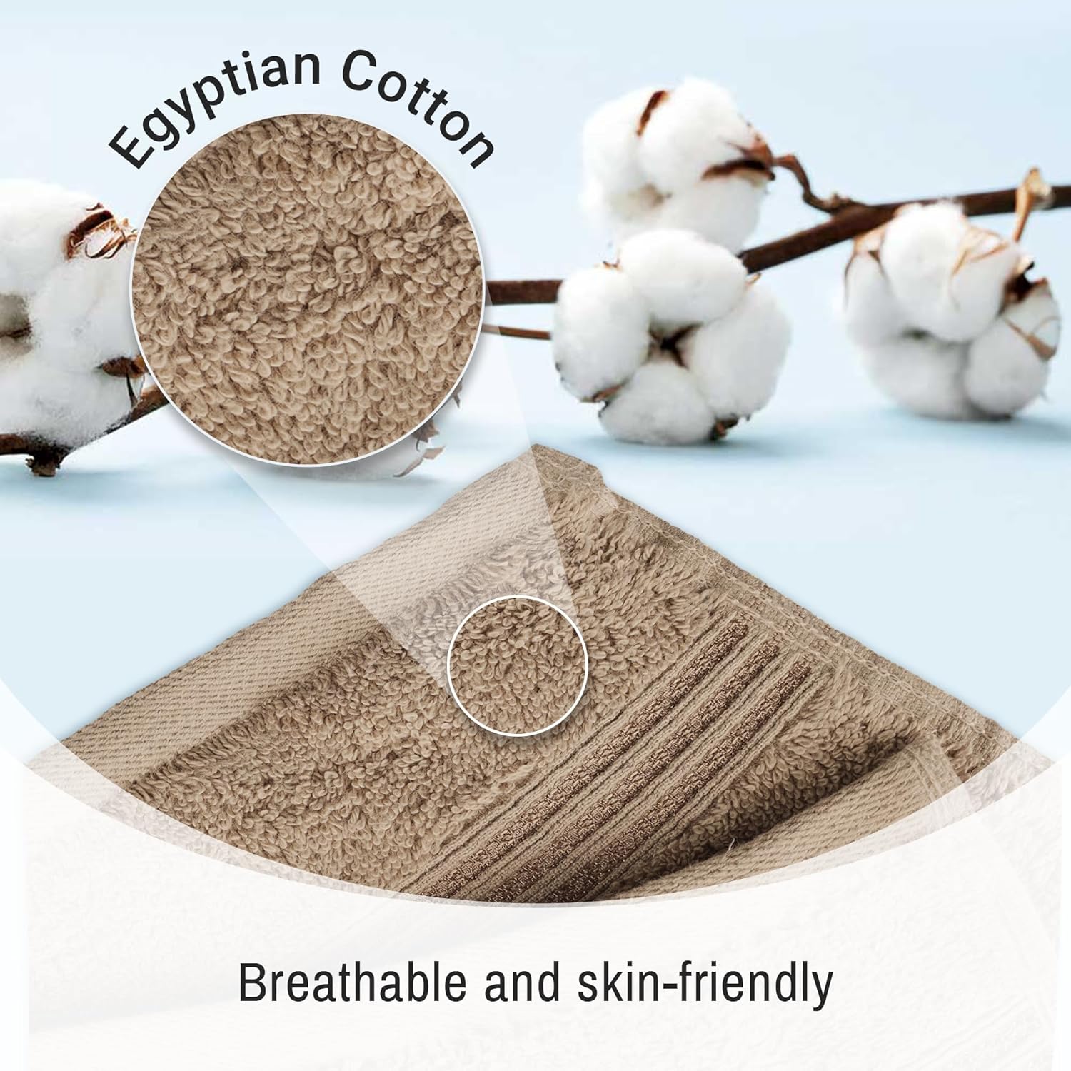 Superior Egyptian Cotton Bath Towel Set of 2 Taupe