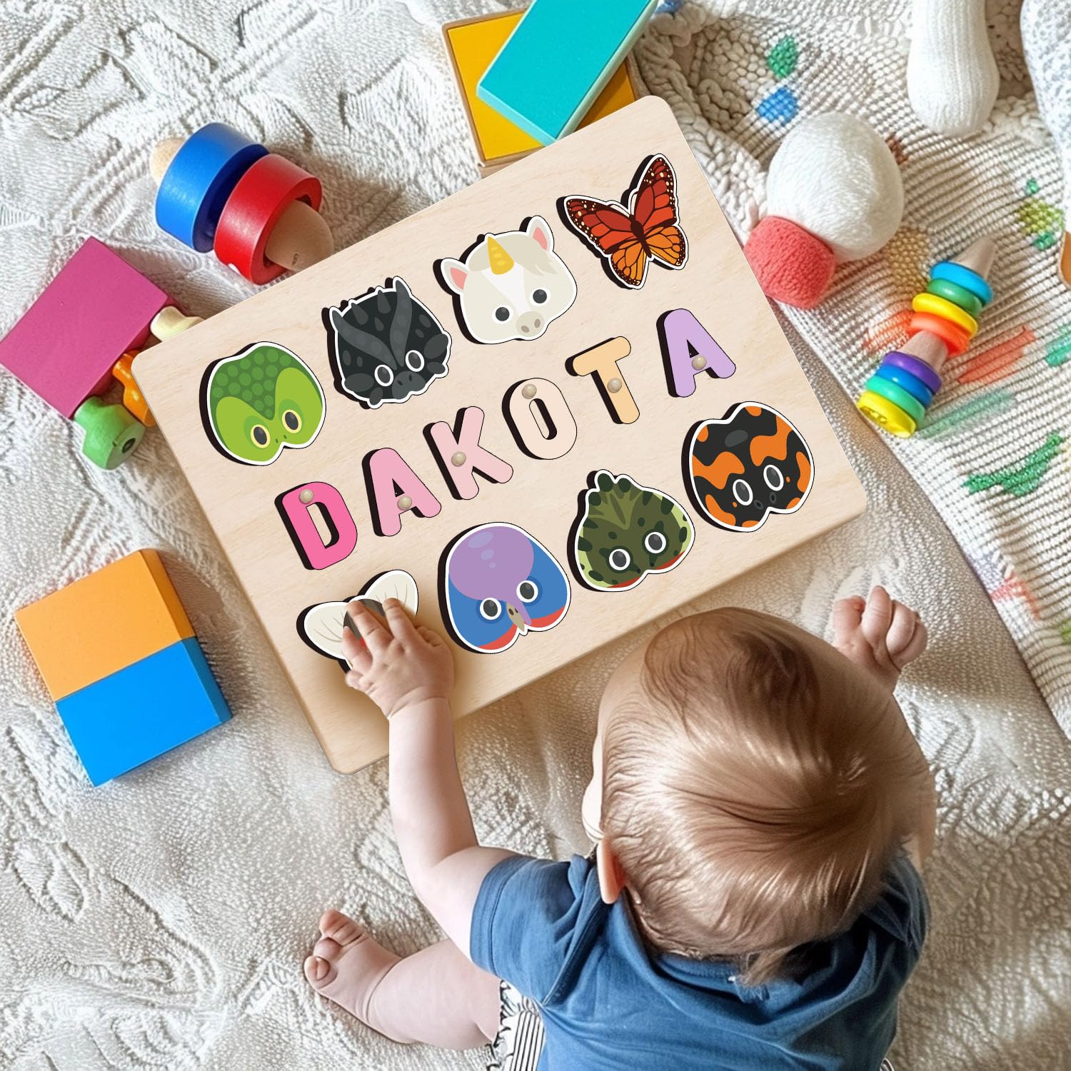 Personalized Wooden Name Puzzle for Toddlers 1-3