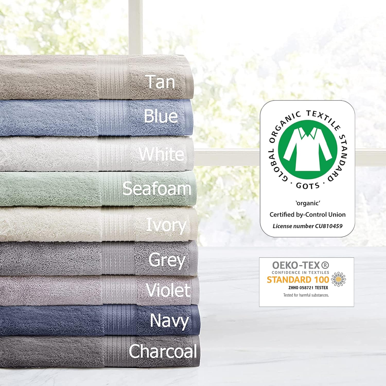 Madison Park Organic Cotton Towel Set with Charcoal