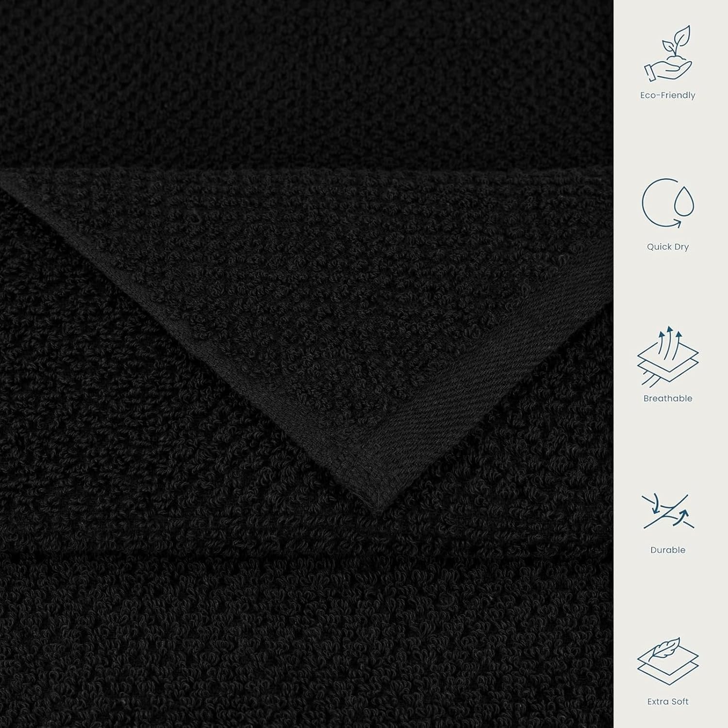 CASA COPENHAGEN 6-Piece Popcorn Textured Bath Towel Set - Black