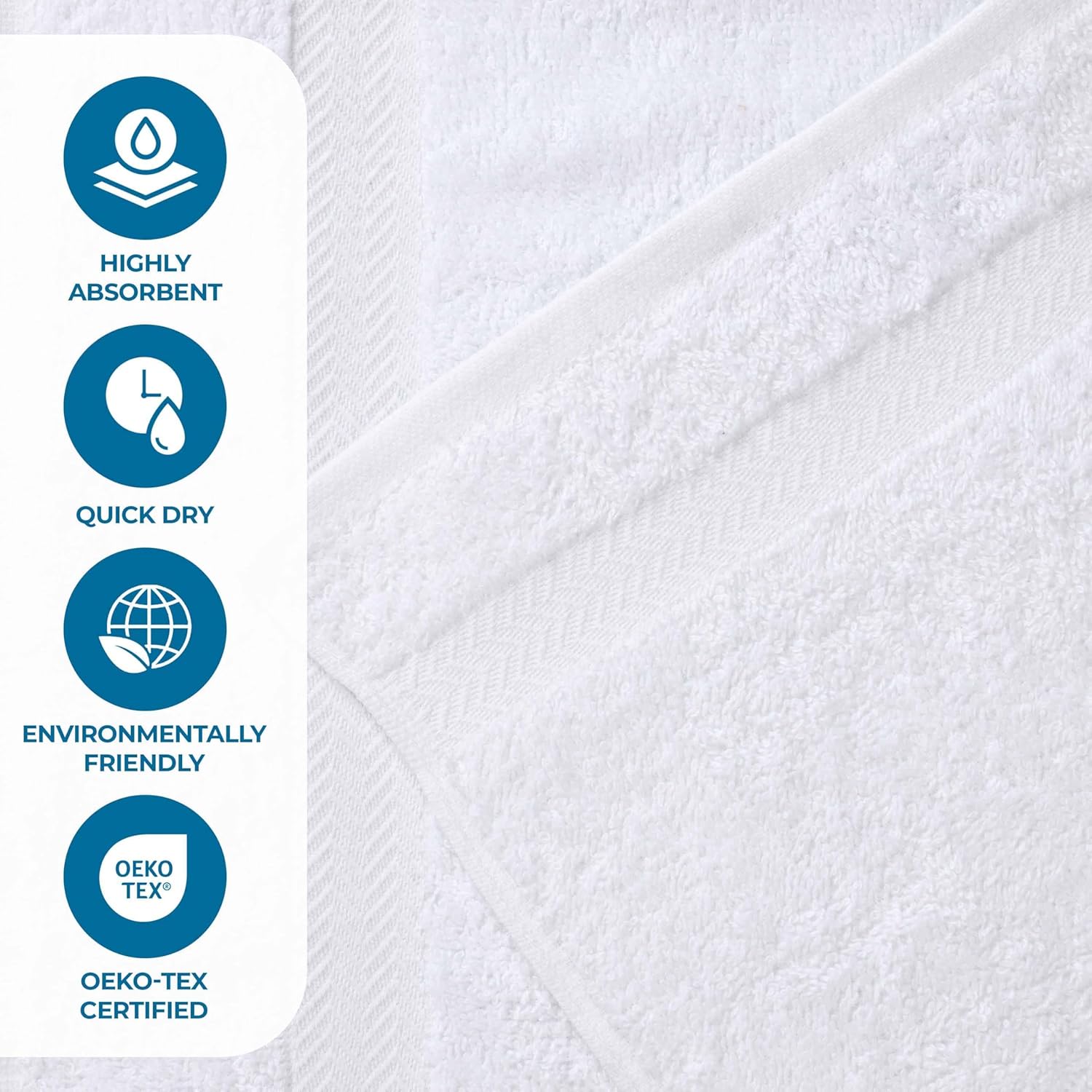 Superior 4-Piece Cotton Bath Towel Set White