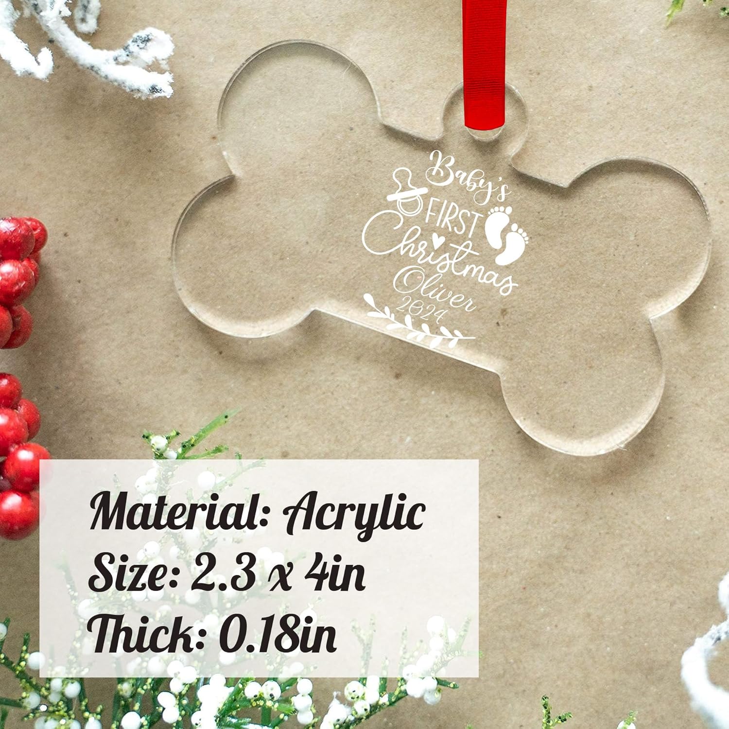 Jasilon Personalized Babys First Christmas Ornament 1