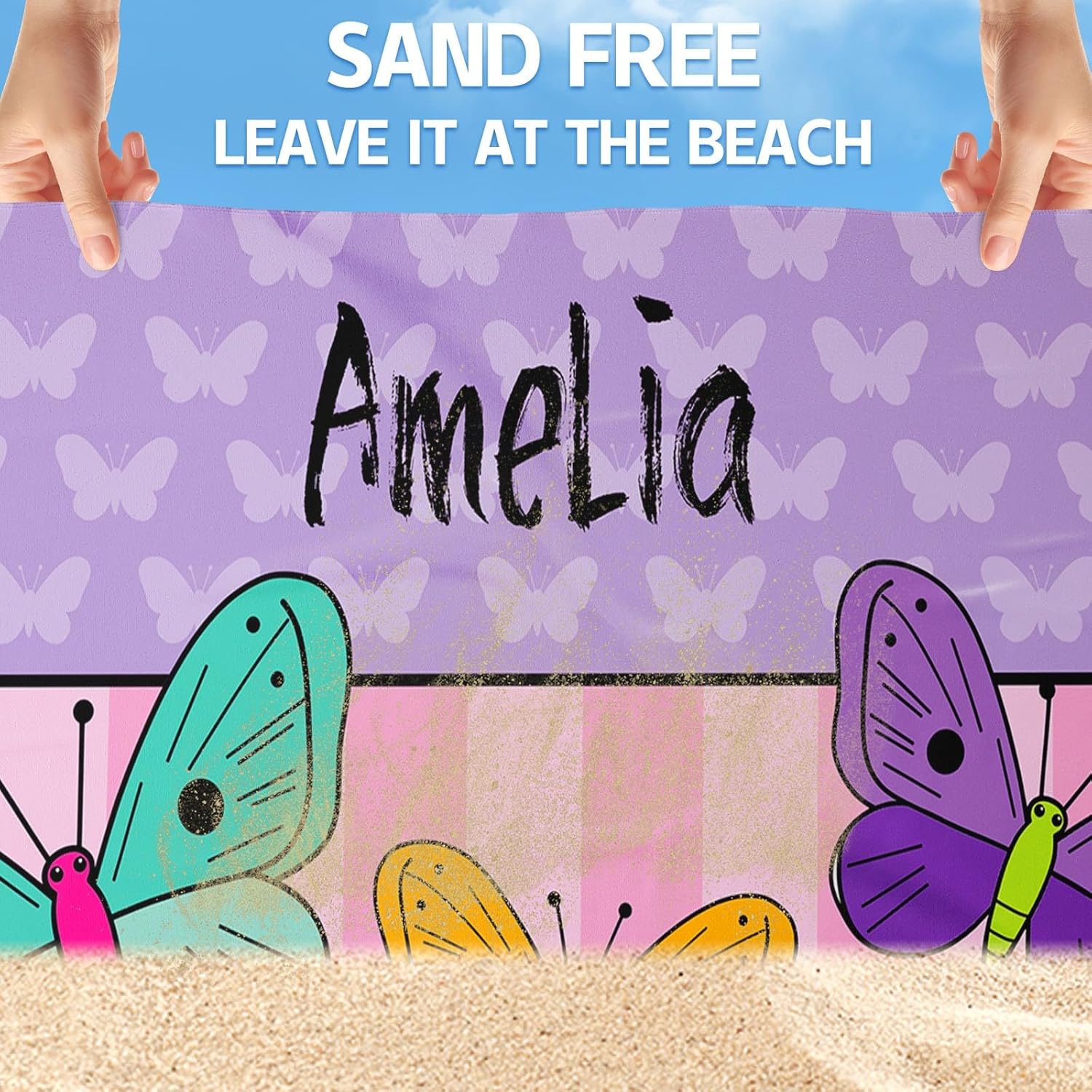 Personalized Beach Towels for Kids with Name Monogram