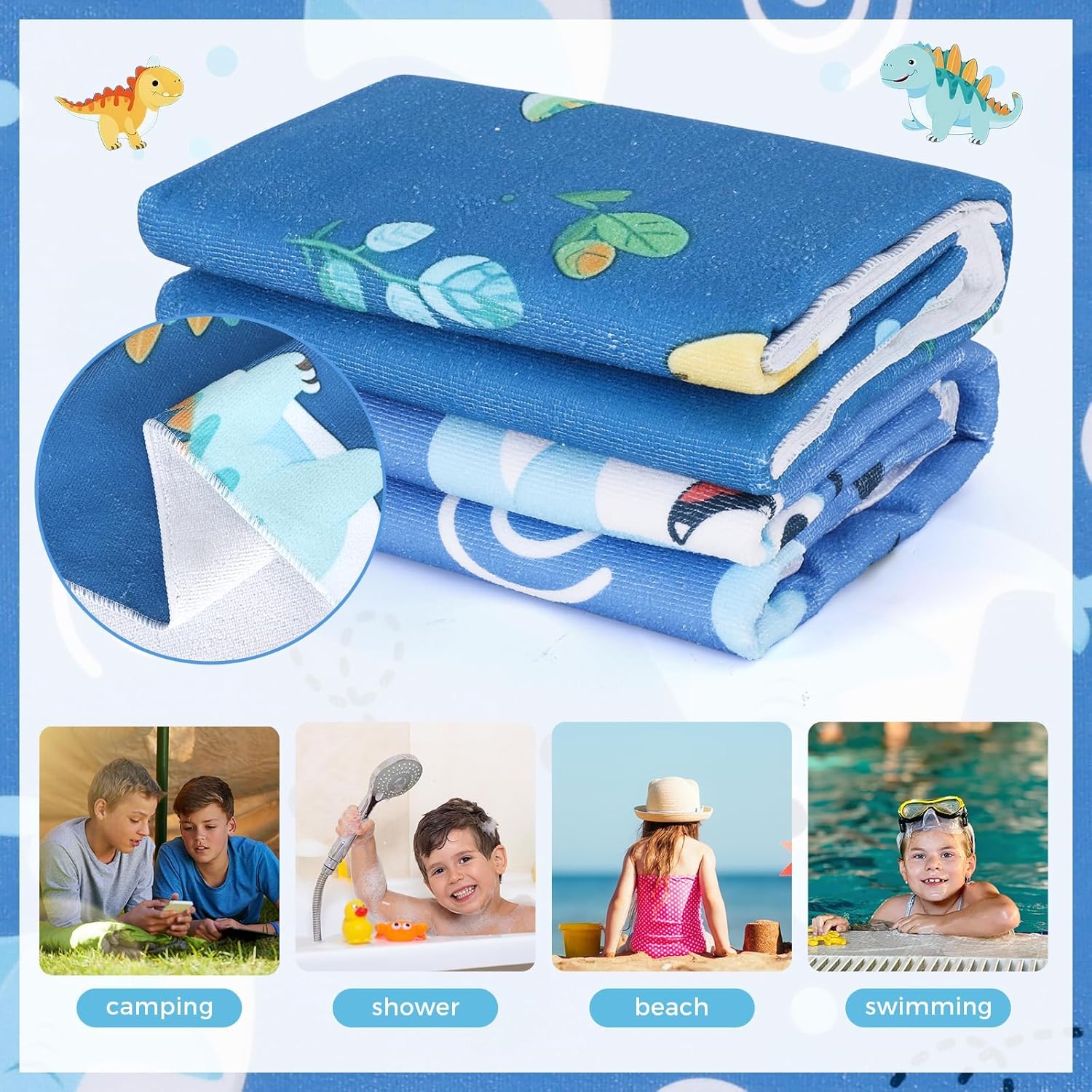 Cumule 60X 30 Dinosaur Beach Towel for Kids