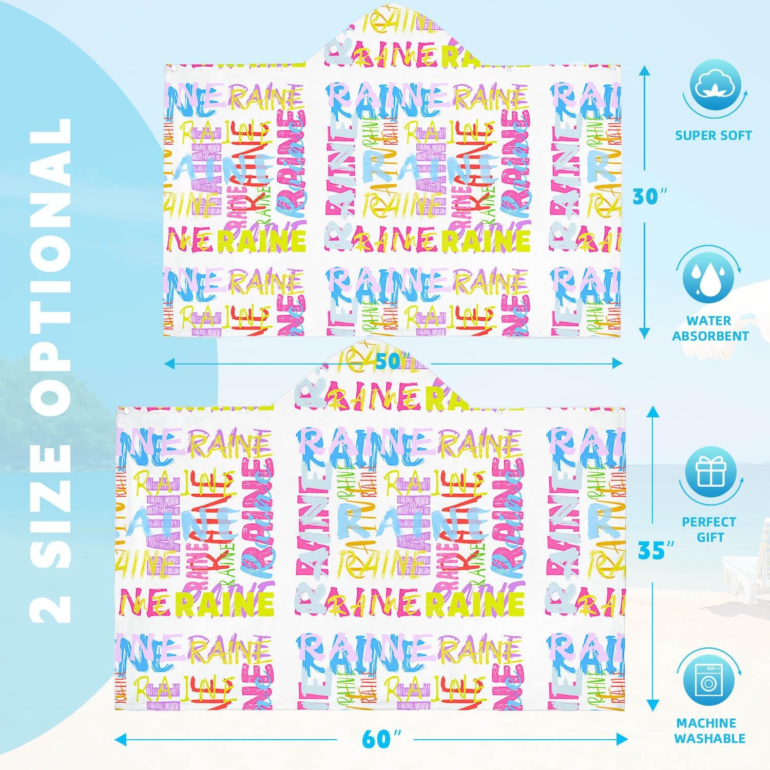 Personalized Hooded Bath Towels for Kids