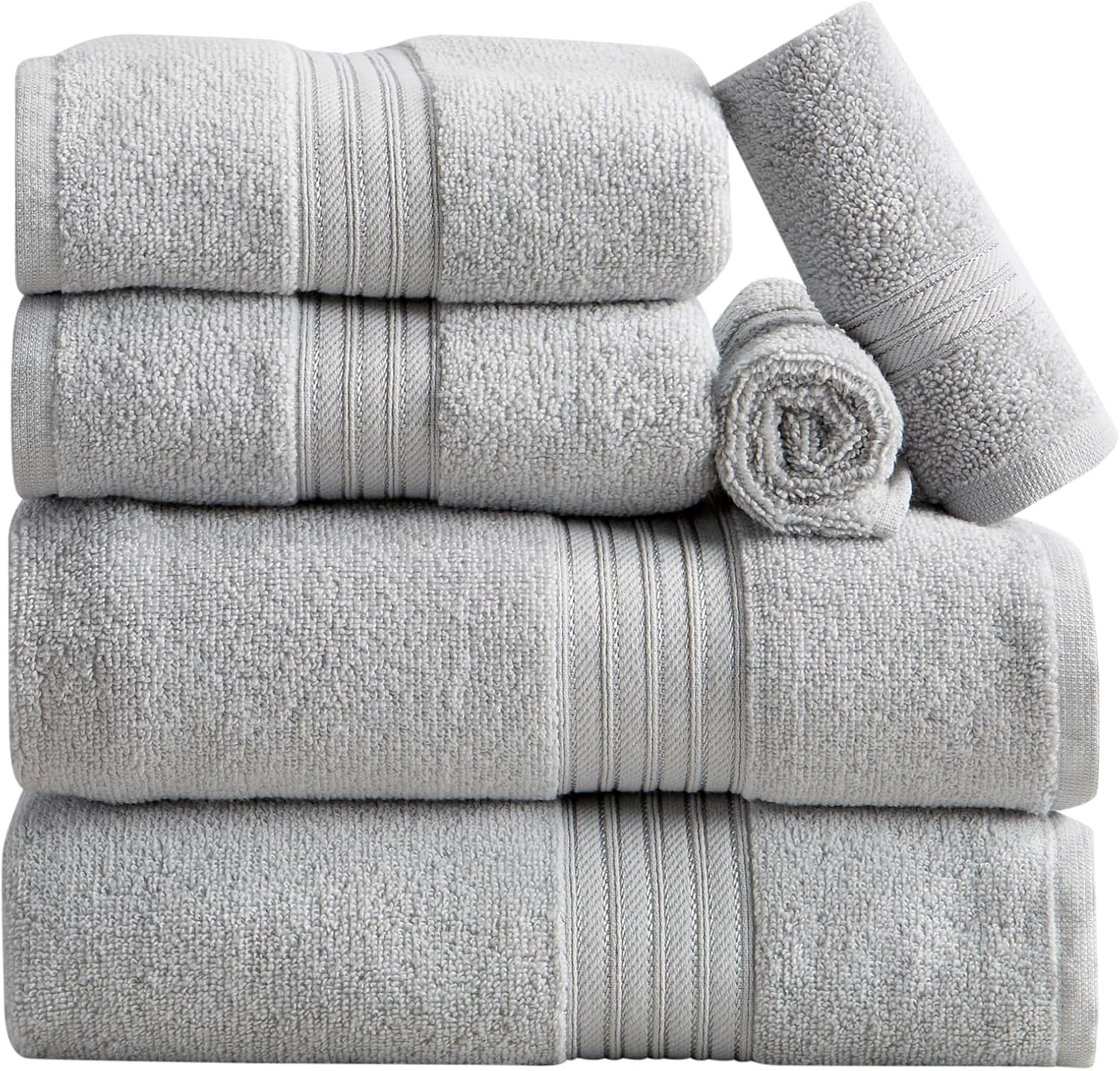 Great Bay Home Light Grey Bath Towel Set 6 Piece 1