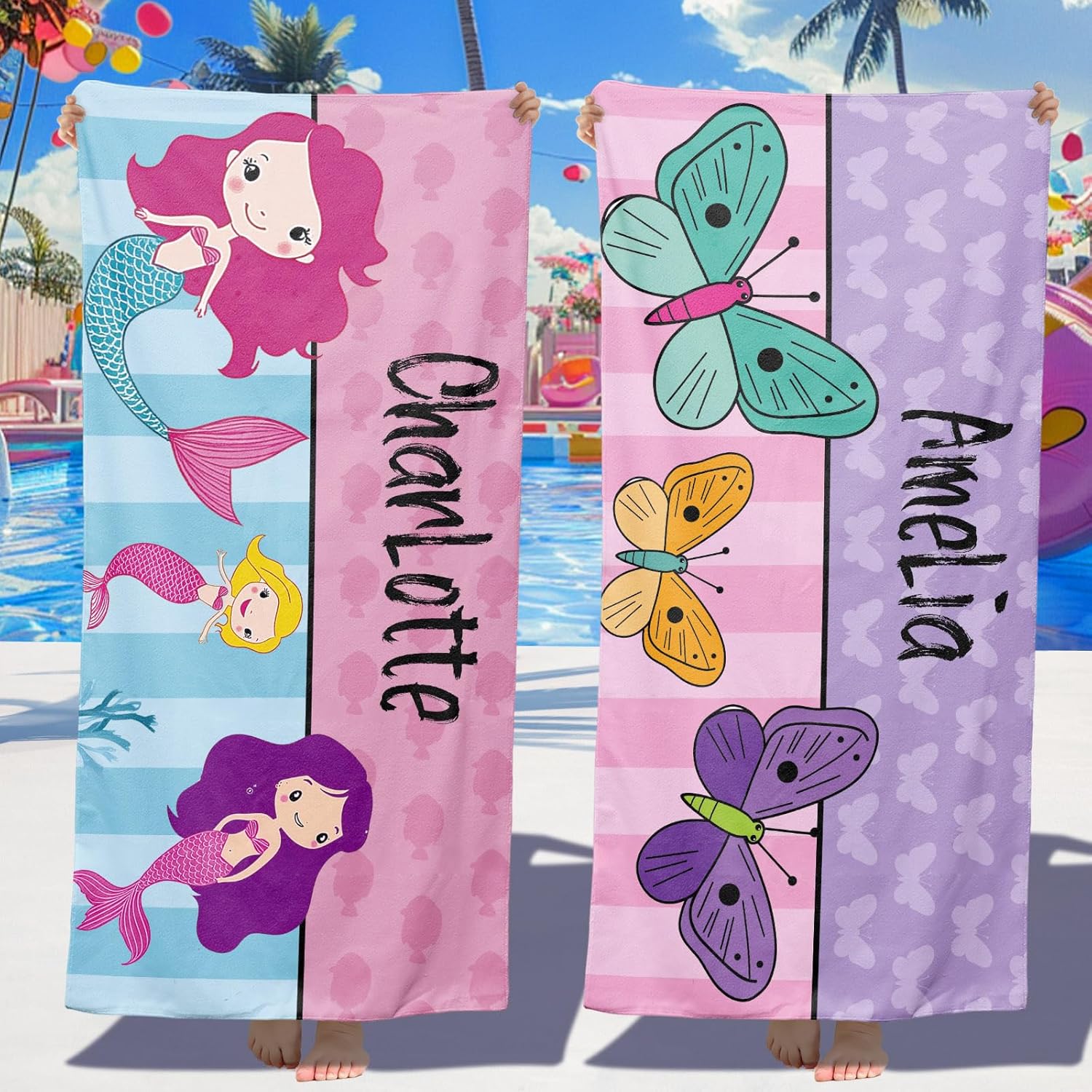 Personalized Beach Towels for Kids with Name Monogram