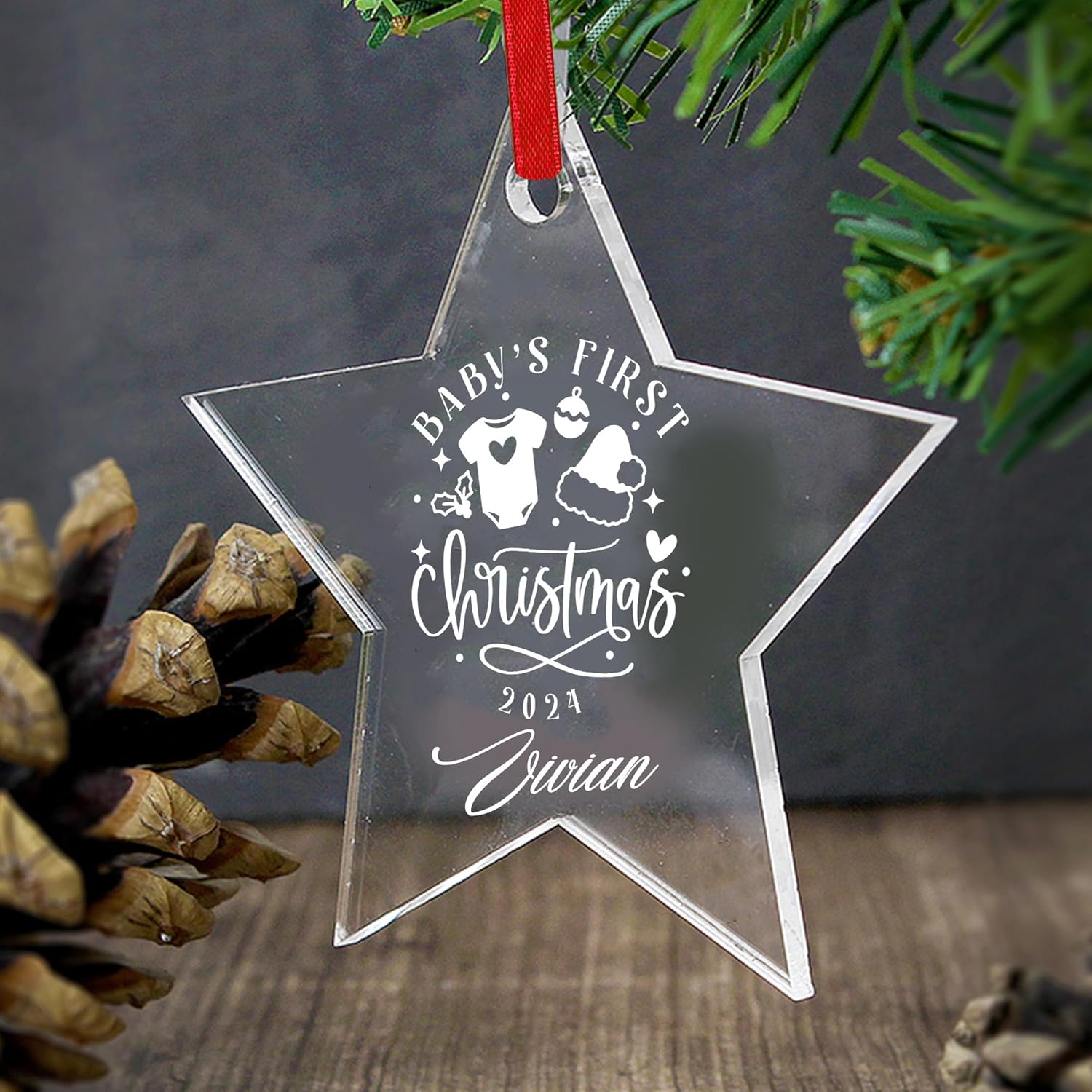 Jasilon Personalized Baby First Christmas Ornament