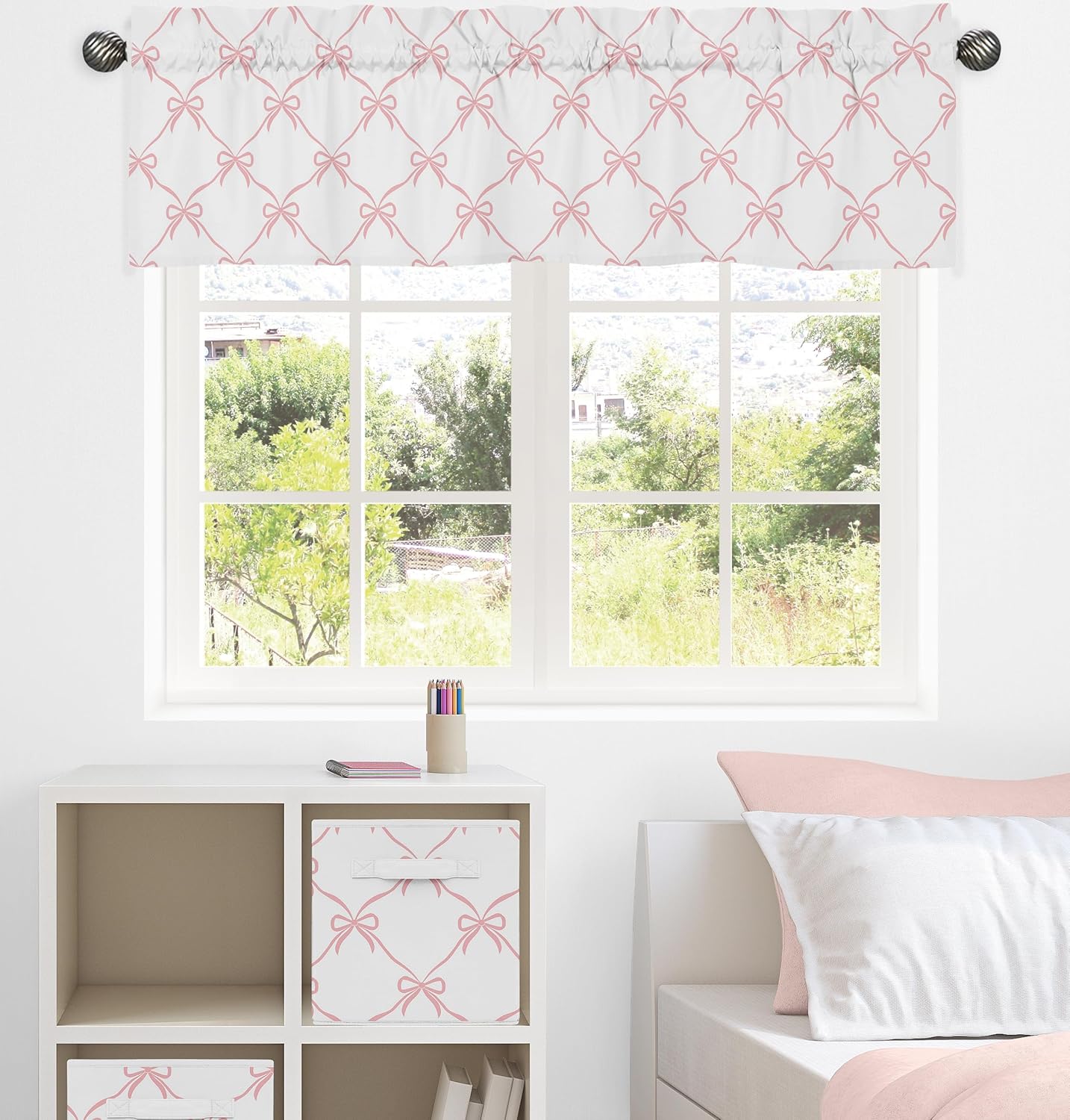 Sweet Jojo Designs Pink Bow Valance for Kids Room