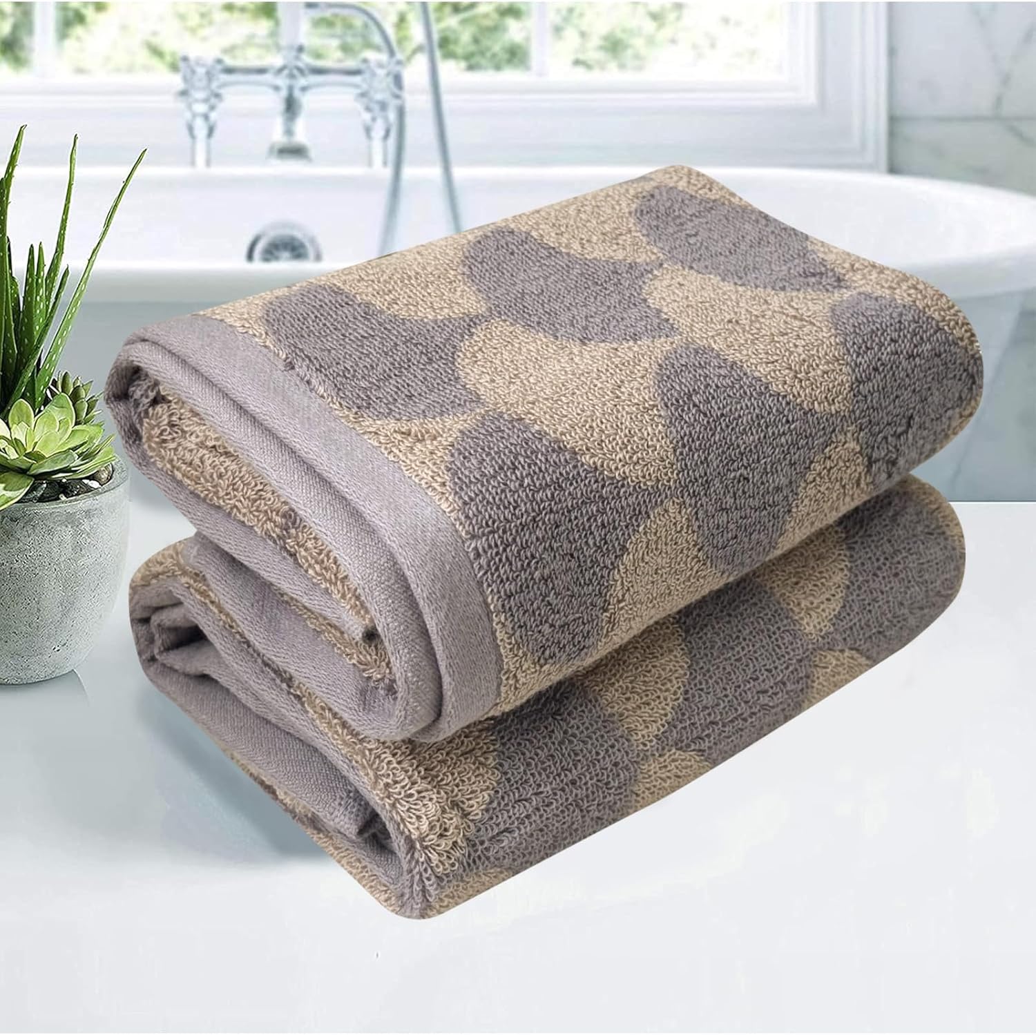 USTIDE Brown Leaf Towels Set 2pcs 134x29inch