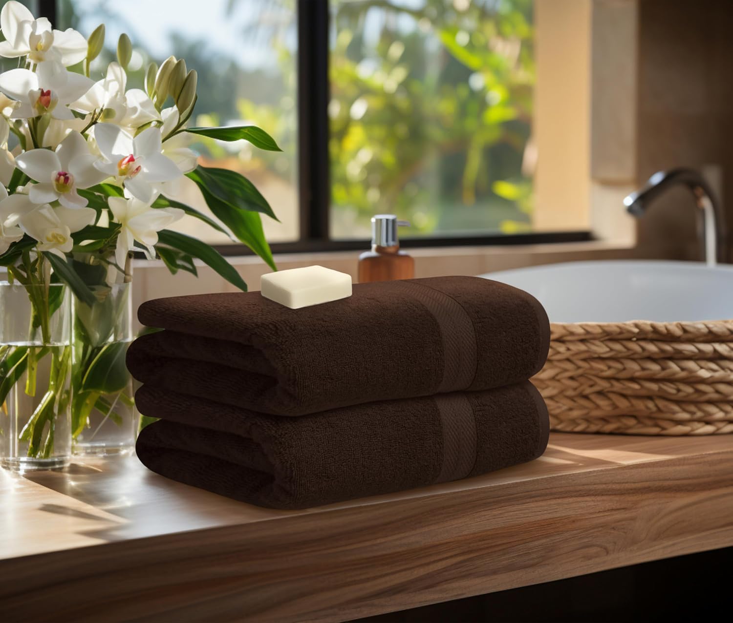 Avalon Towels 8-Piece Luxury Towel Set Brown 1