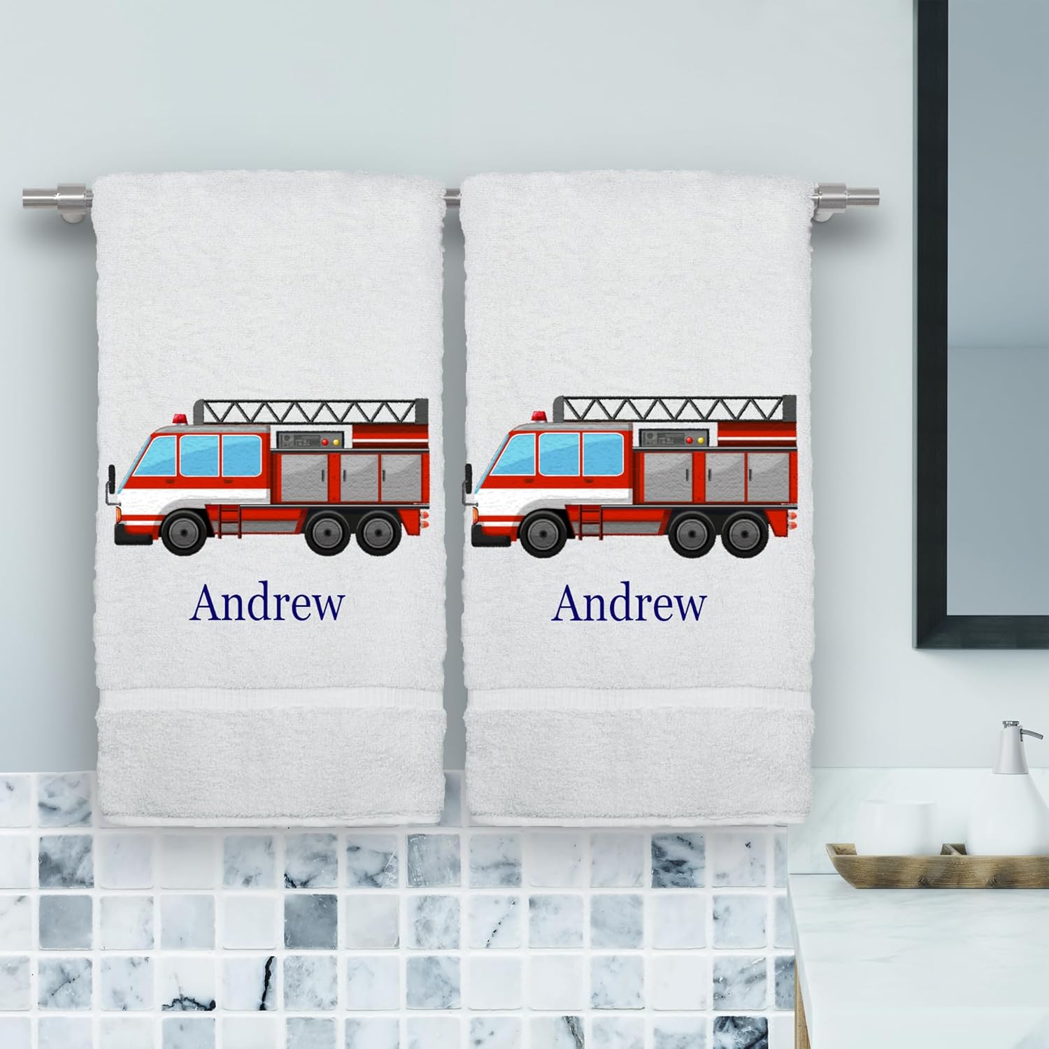 Personalized Kids Hand Towel Set with Animal Prints - 16x30 Inches 1