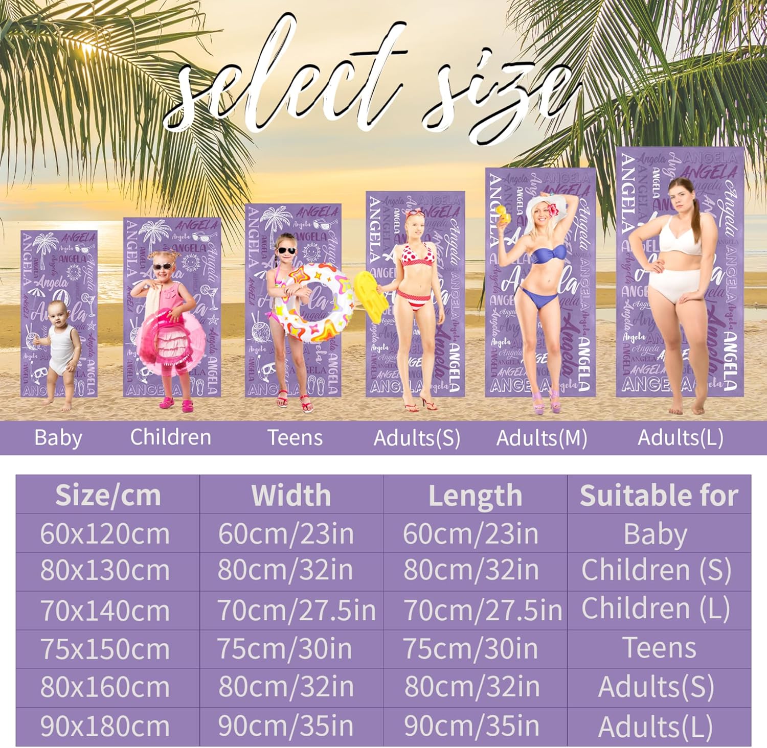 Personalized Photo Beach Towel with Name - Style 040