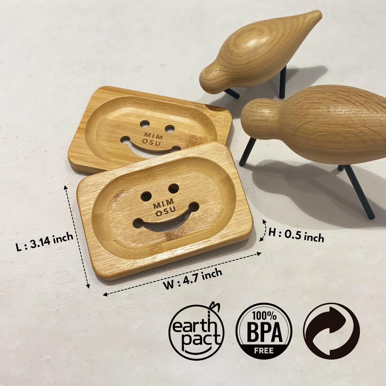 Mimosu Bamboo Soap Dish - Eco-Friendly Shampoo Holder with Drain