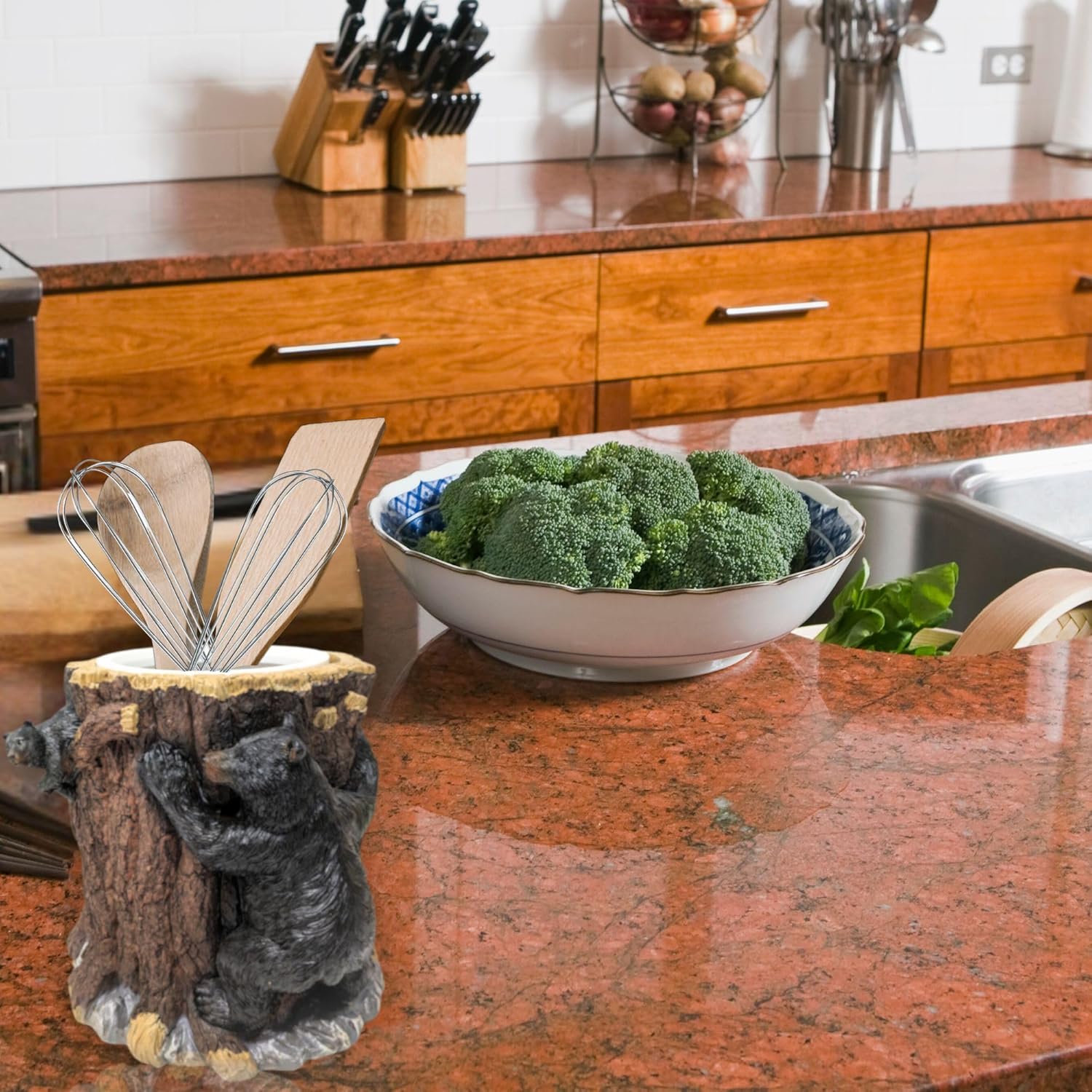BestGiftEver Small Wastebasket with Bear Climbing Tree Design