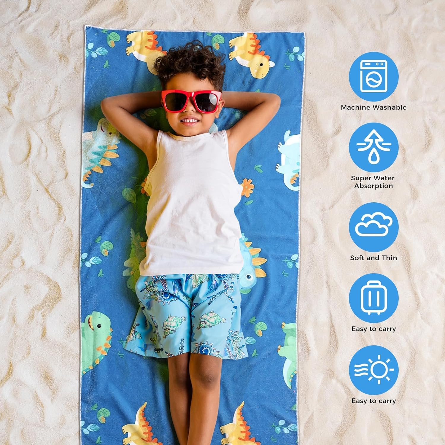 Cumule 60X 30 Dinosaur Beach Towel for Kids