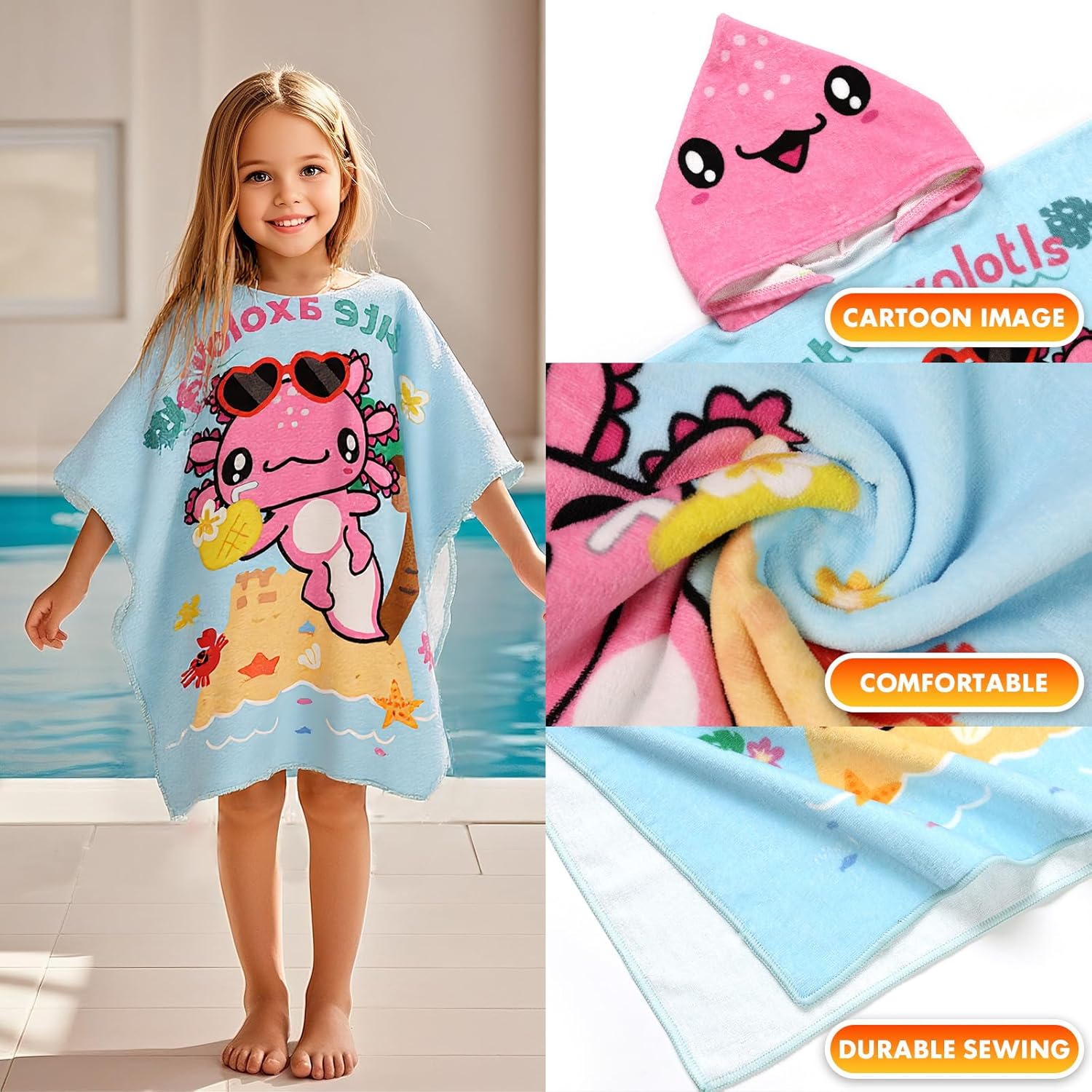 PinkSheep Kids Beach Towel with Hood and Buckle 1