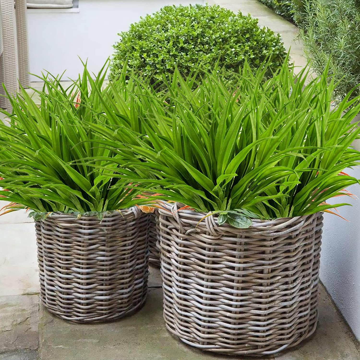 Duciotey Artificial Grass Plants 6Pcs UV Resistant Outdoor Decor