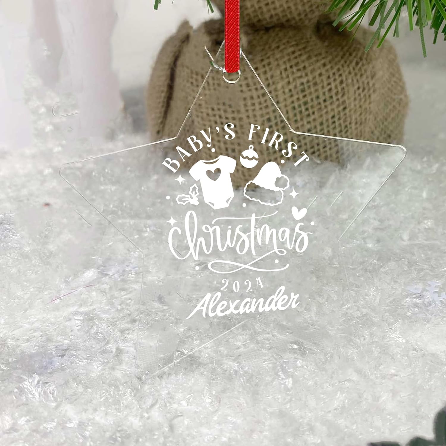 Jasilon Personalized Baby First Christmas Ornament