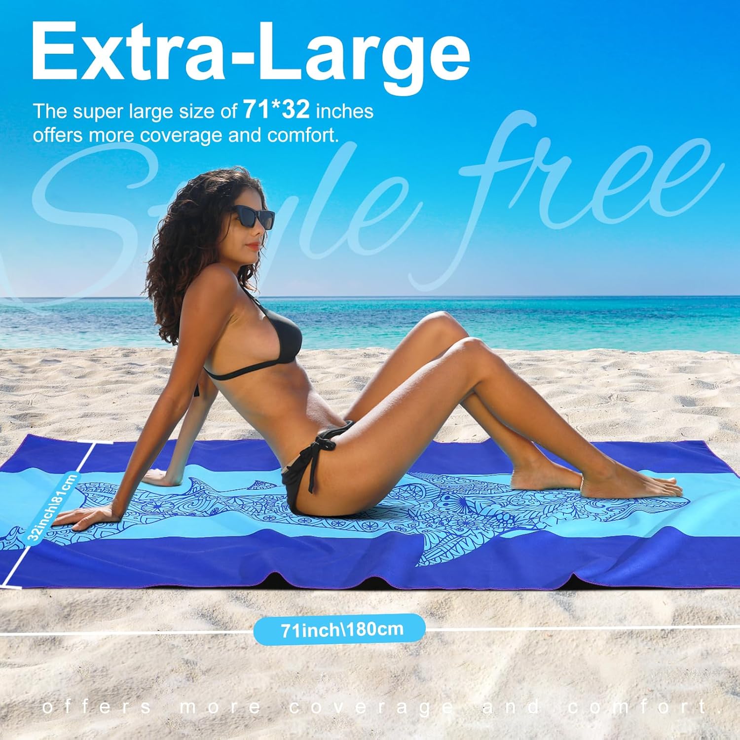 Genovega Microfiber Beach Towel - Extra Large Quick Dry Lightweight