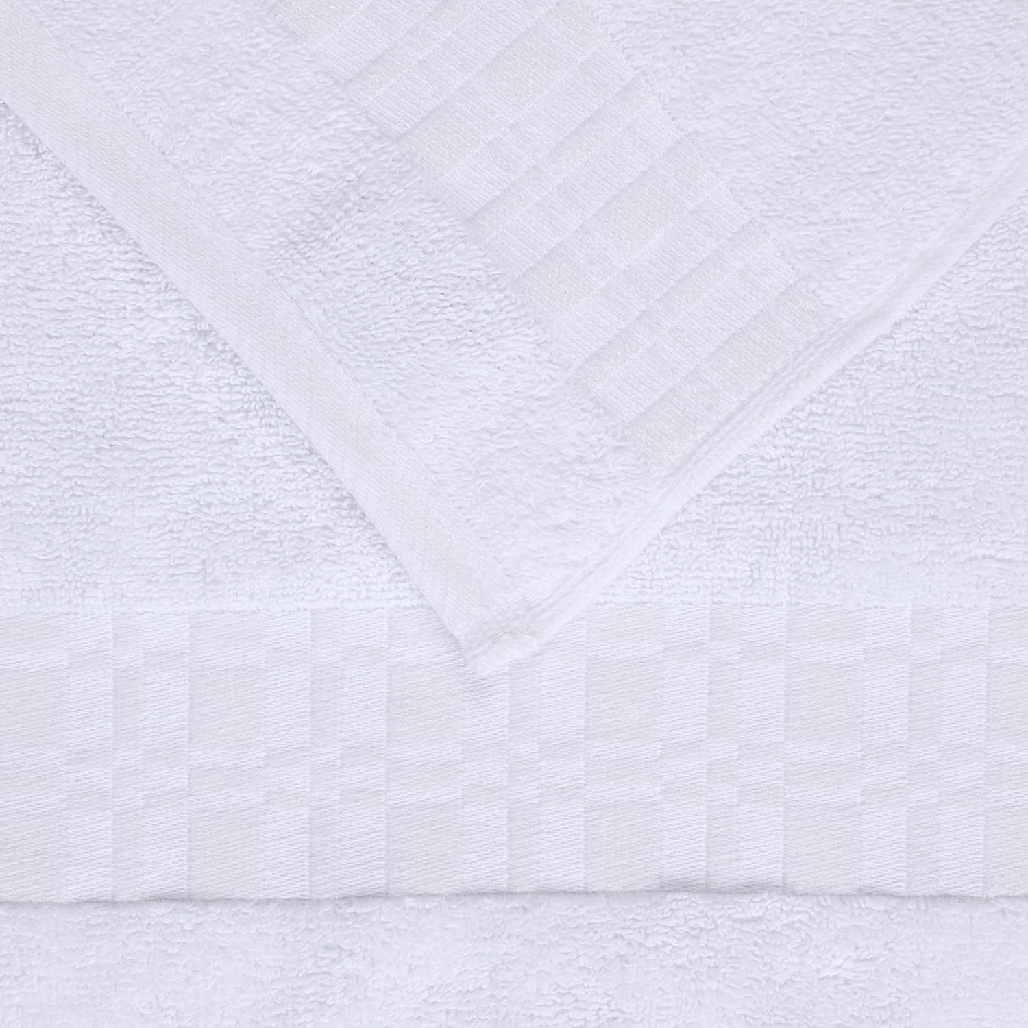 Superior 4-Piece Cotton Bath Towel Set with Geometric Dobby Border