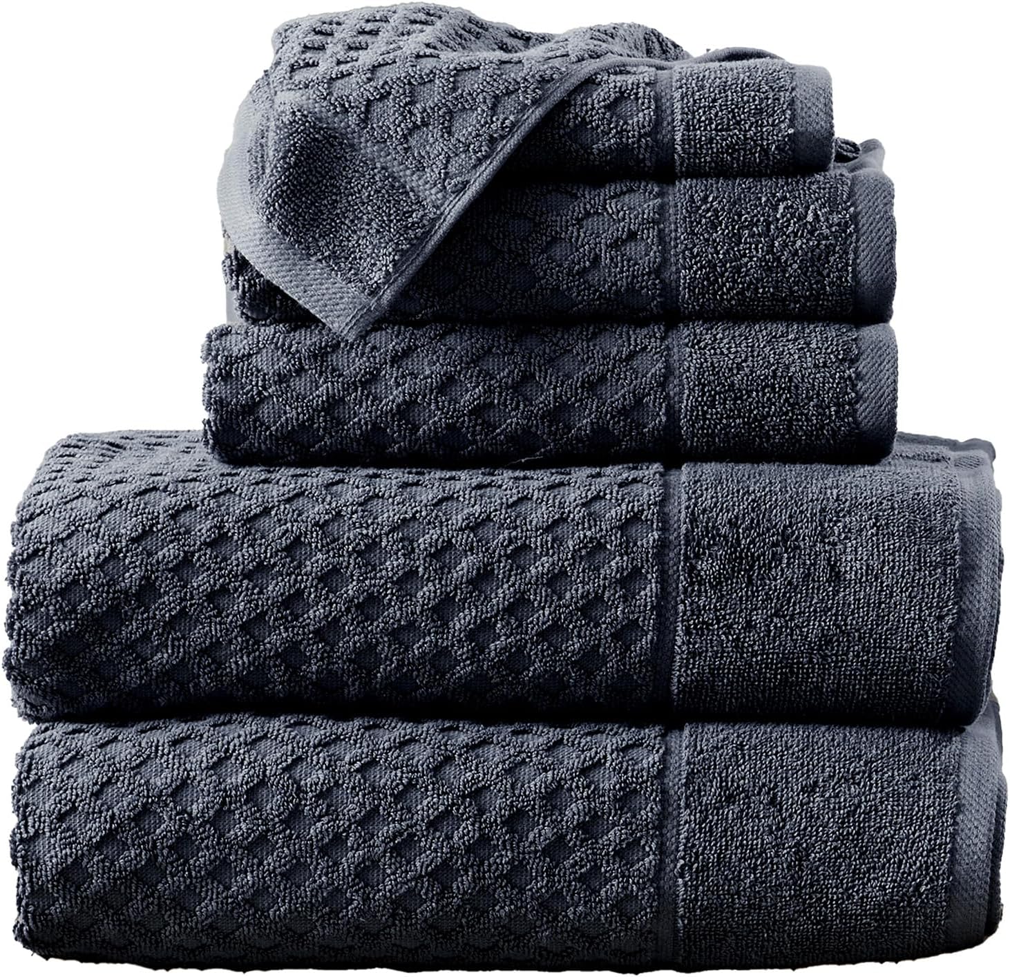 Great Bay Home Navy Bath Towels Set - 6 Piece Stone Blue