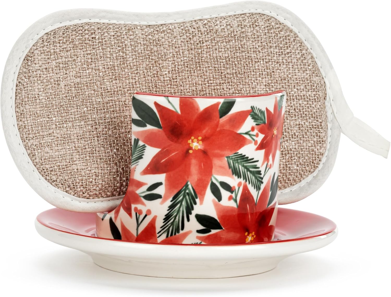byDesign Holiday Bright Red and White Soap Dish Set