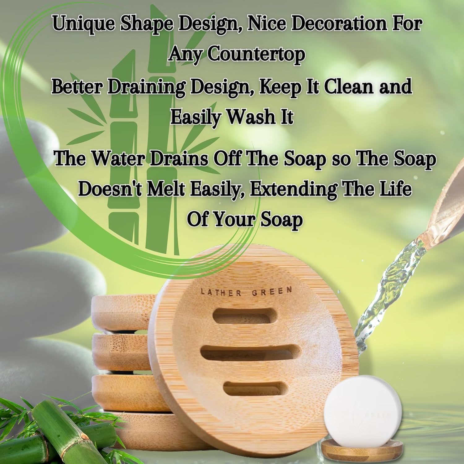 Bamboo Soap Dish Shower Steamer Holder