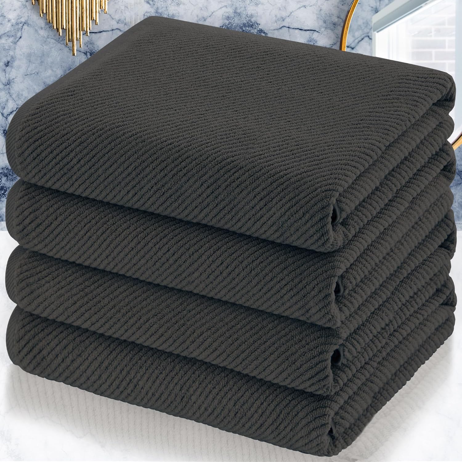 VOOVA MOVAS Dark Gray Bath Towel Set 4PC