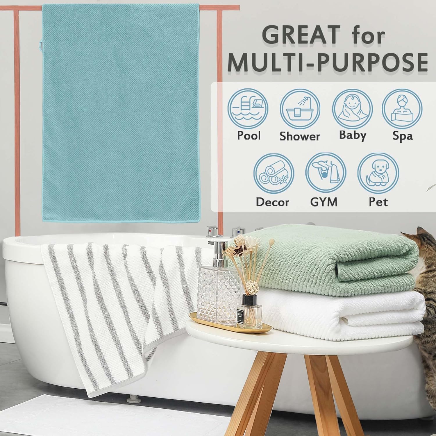 VOOVA MOVAS Dark Gray Bath Towel Set 4PC