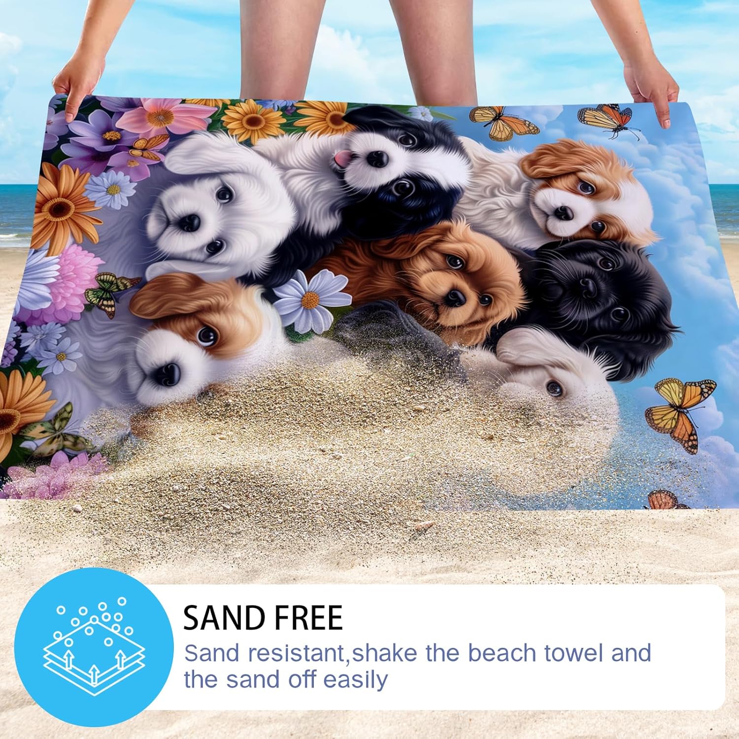 WZOMT Microfiber Beach Towel with Funny Flowers Print