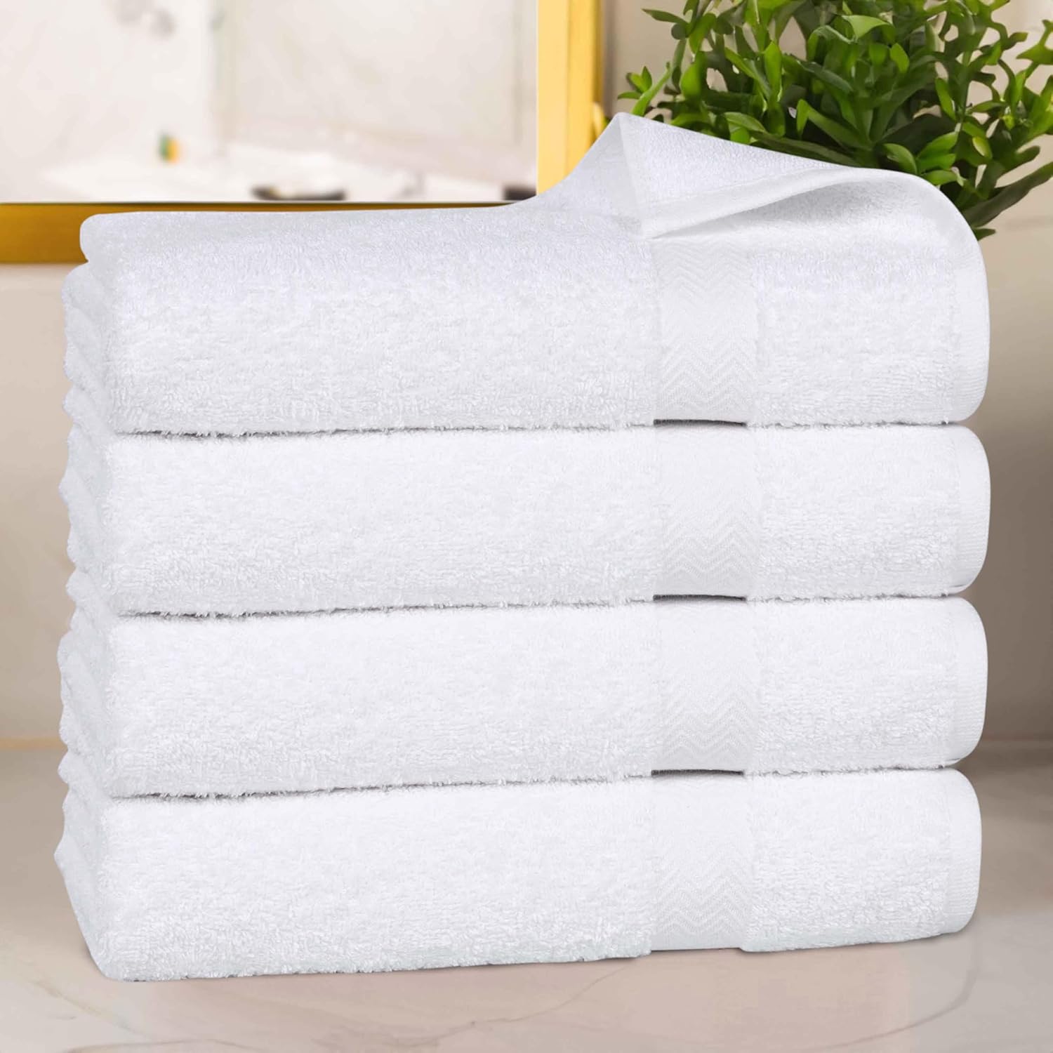 Superior 4-Piece Cotton Bath Towel Set White