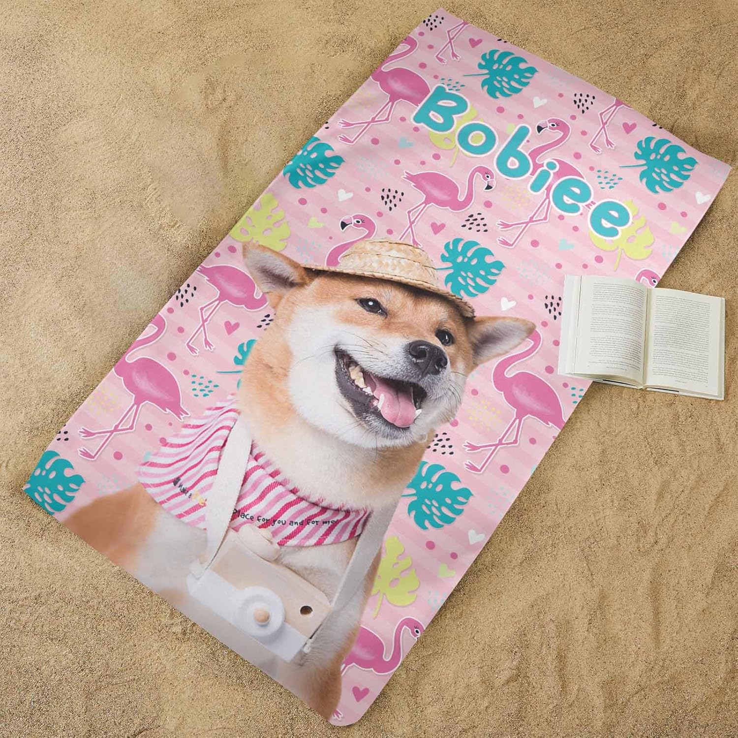Personalized Dog Beach Towel - Custom Dog Face Pool Towel for Pet Lovers