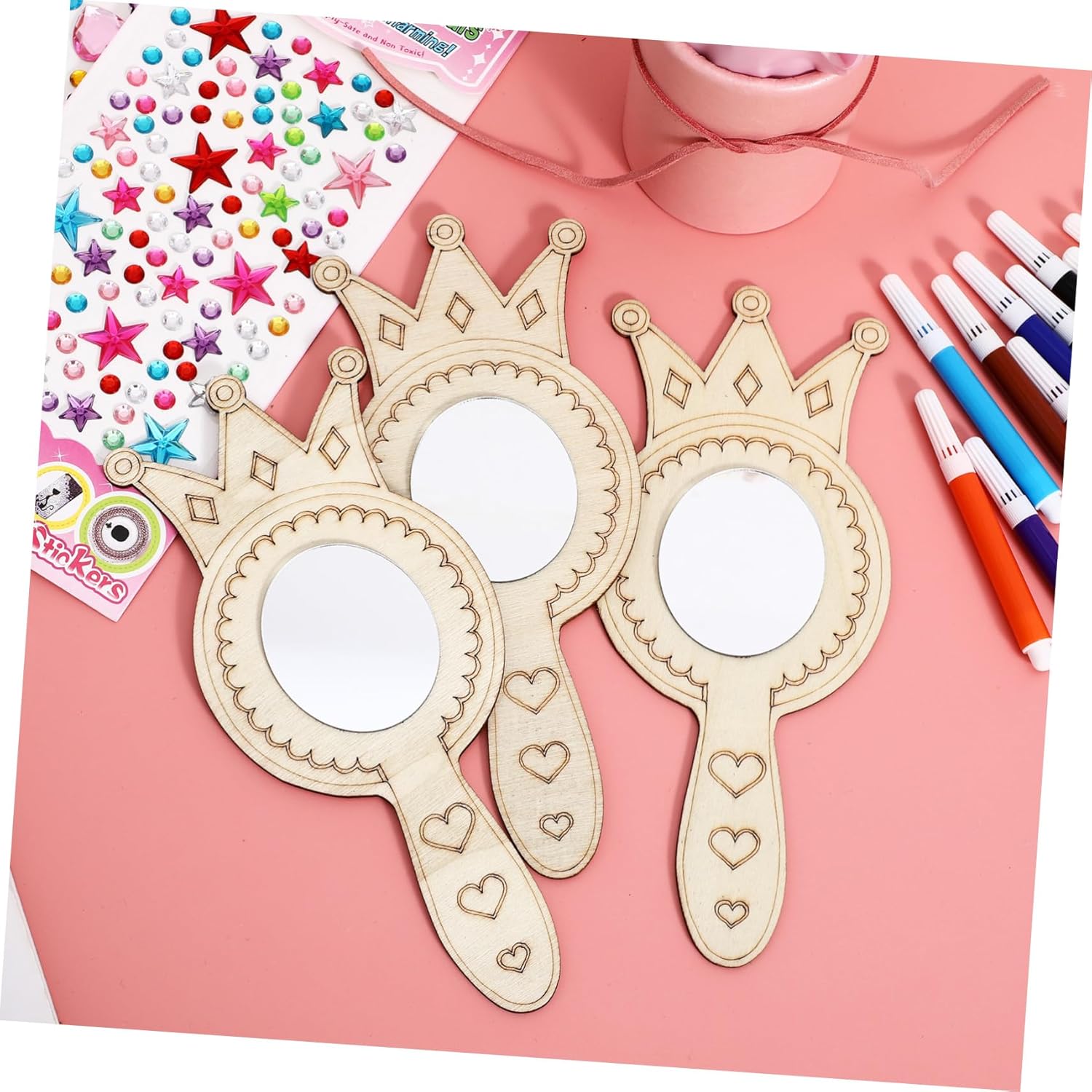 BESPORTBLE Wooden Handmade Mirrors for Boys Girls DIY Craft Set