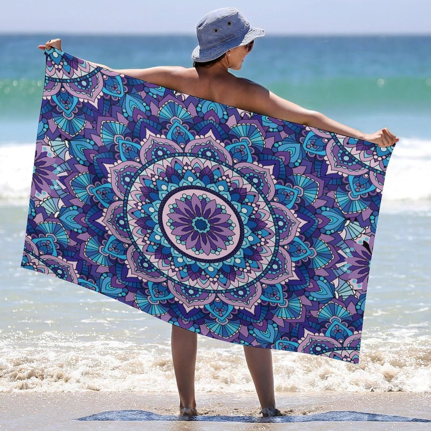 Custom Beach Towel with Image Text Logo for Travel and Bath