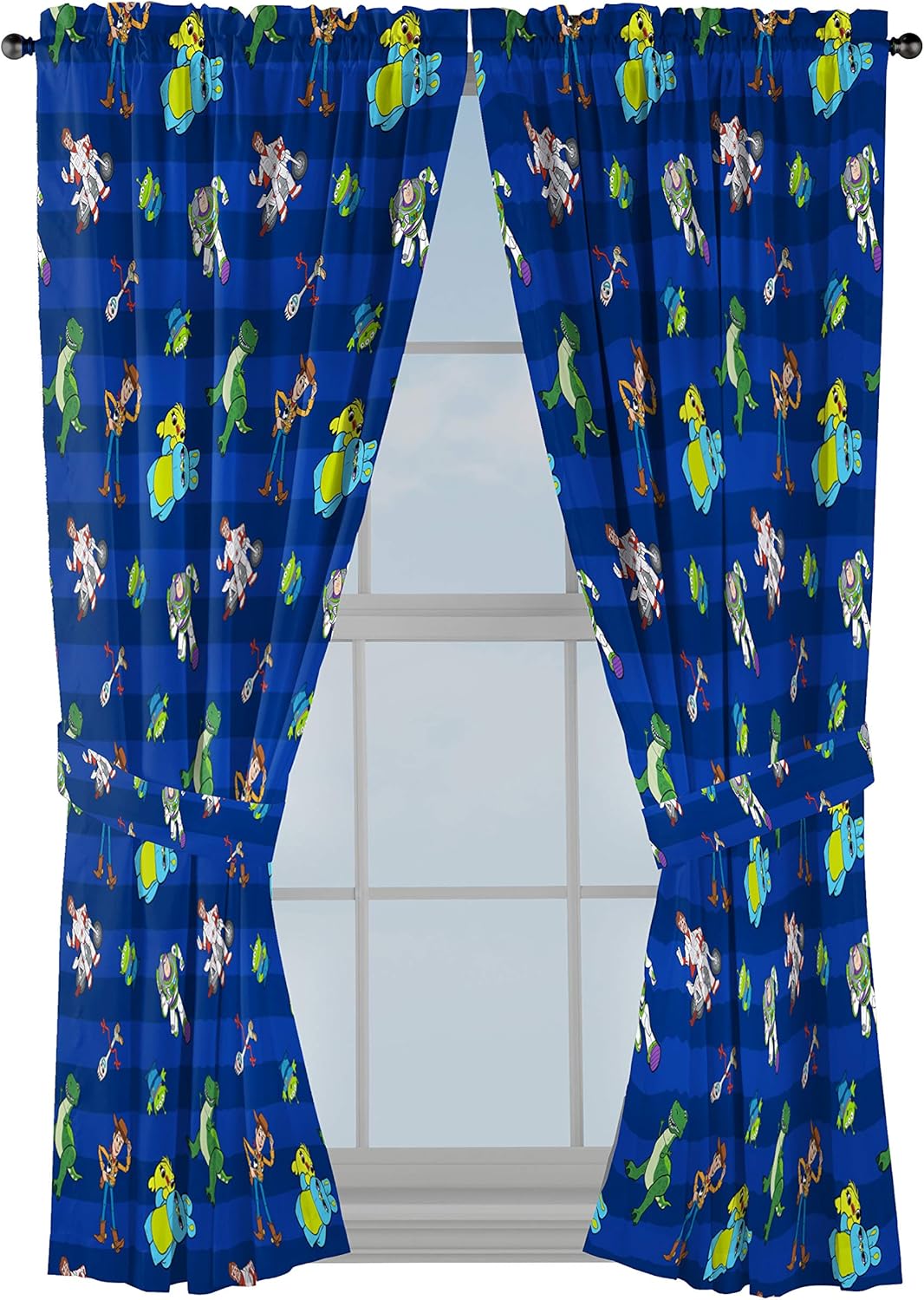 Jay Franco Kids Window Drapes - 4 Piece Blue Toy Story Set