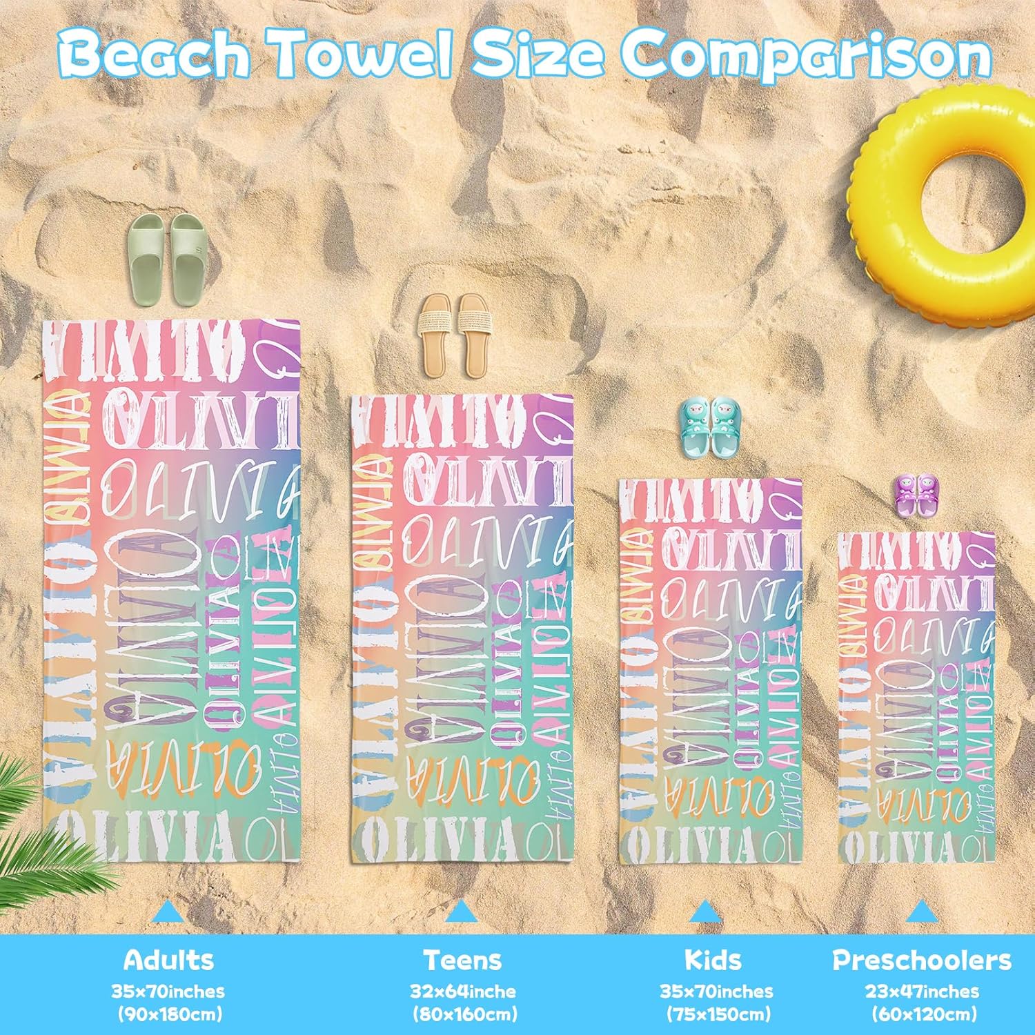 Personalized Beach Towels for Kids - Custom Monogram Name