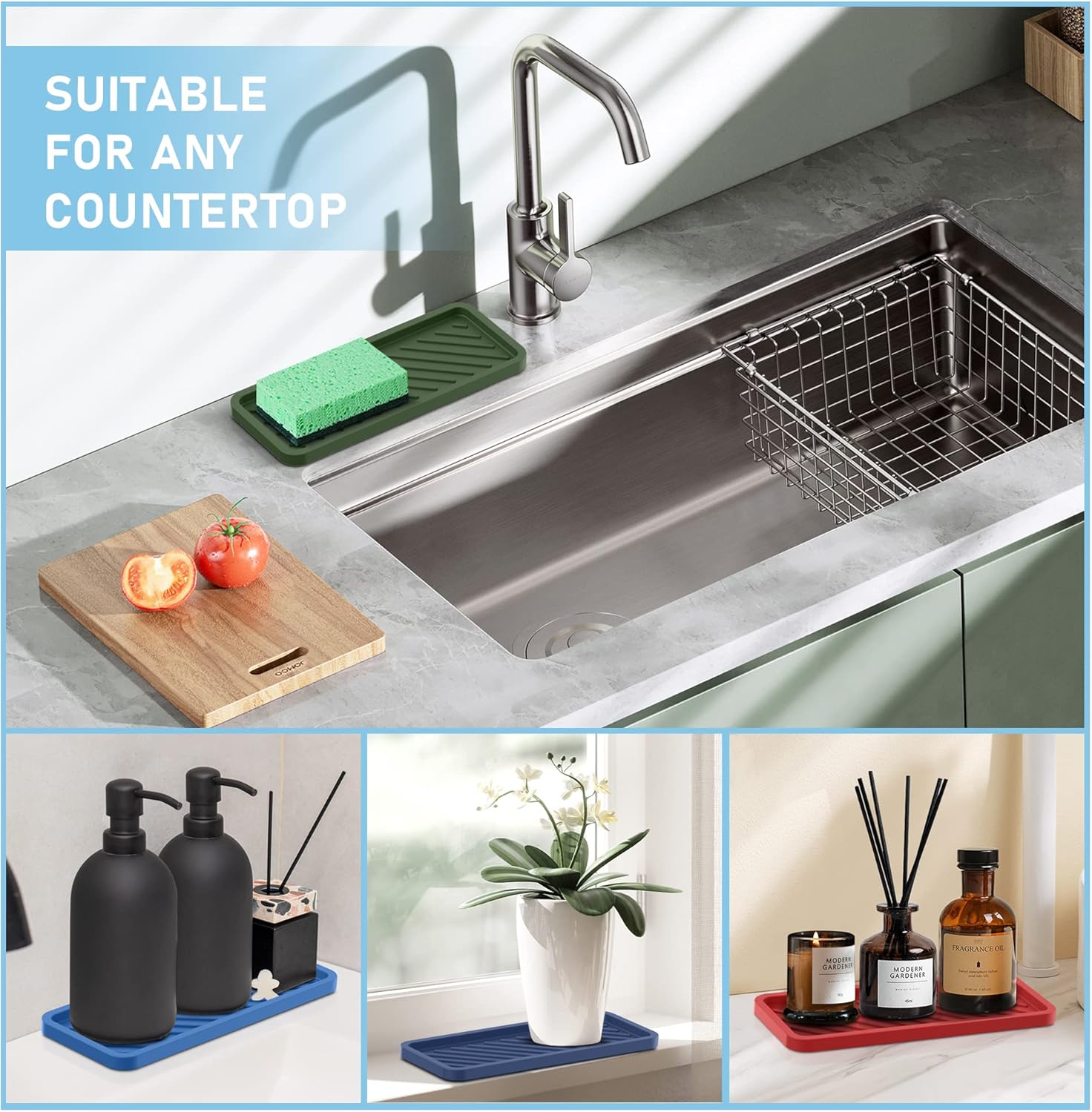 EG-SIPRO Extra Large 12 Silicone Sink Tray Organizer 1