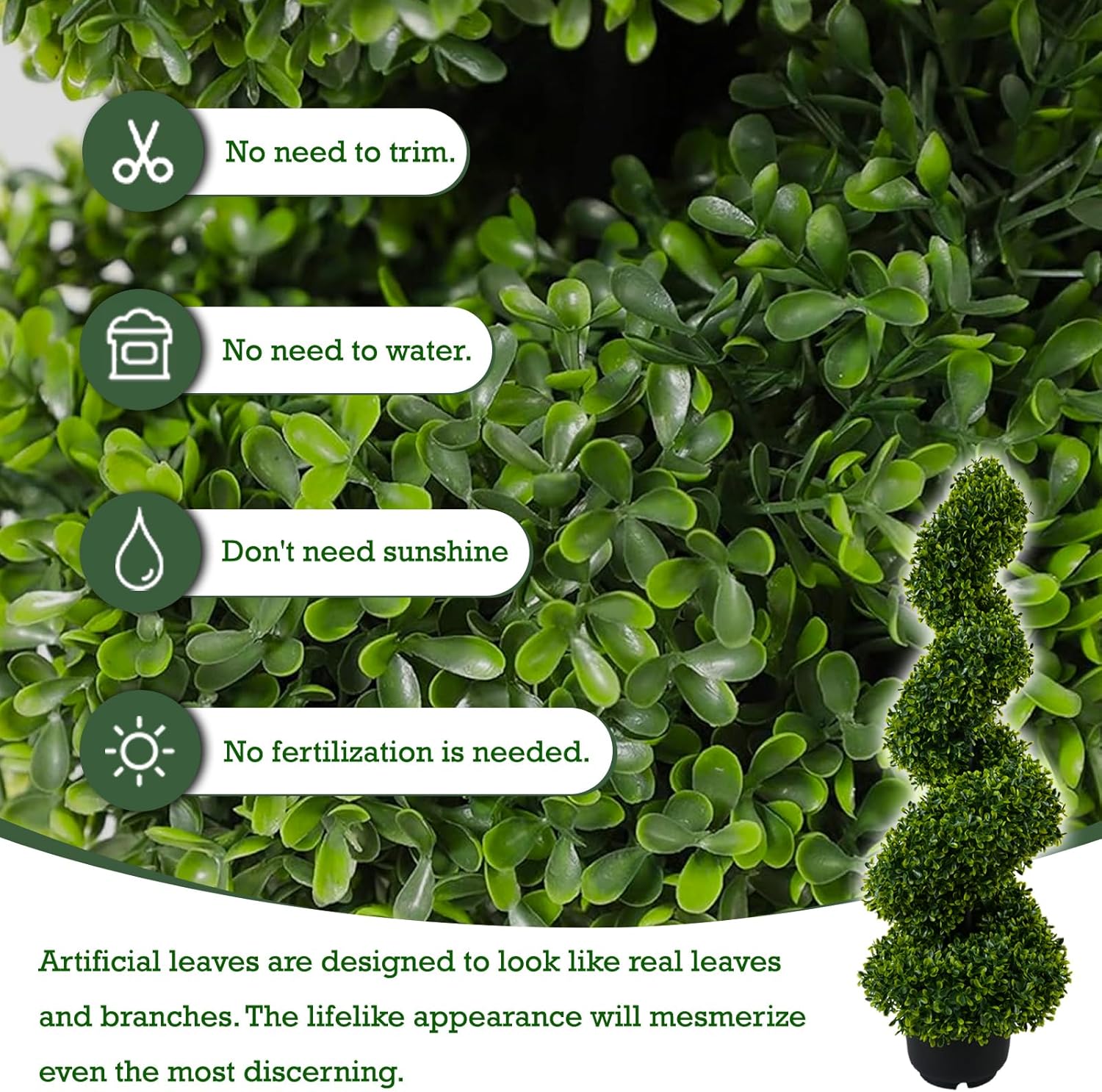 Sauqzoh 3ft Artificial Boxwood Topiary Tree