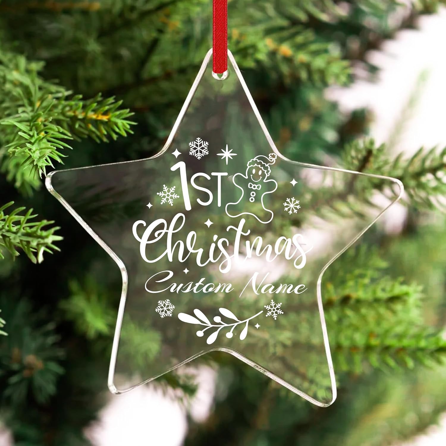 Personalized Babys First Christmas Ornament Laser Engraved Acrylic with Name