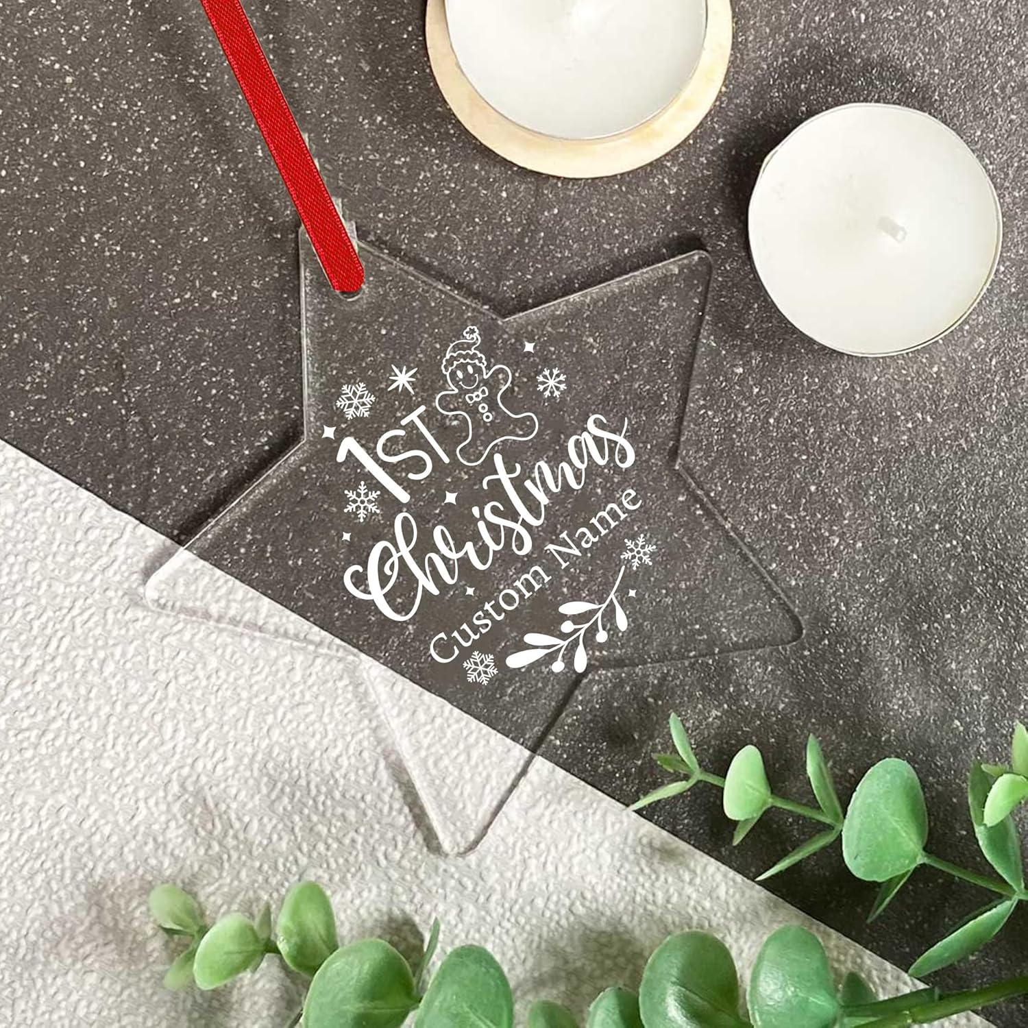 Personalized Babys First Christmas Ornament Laser Engraved Acrylic with Name