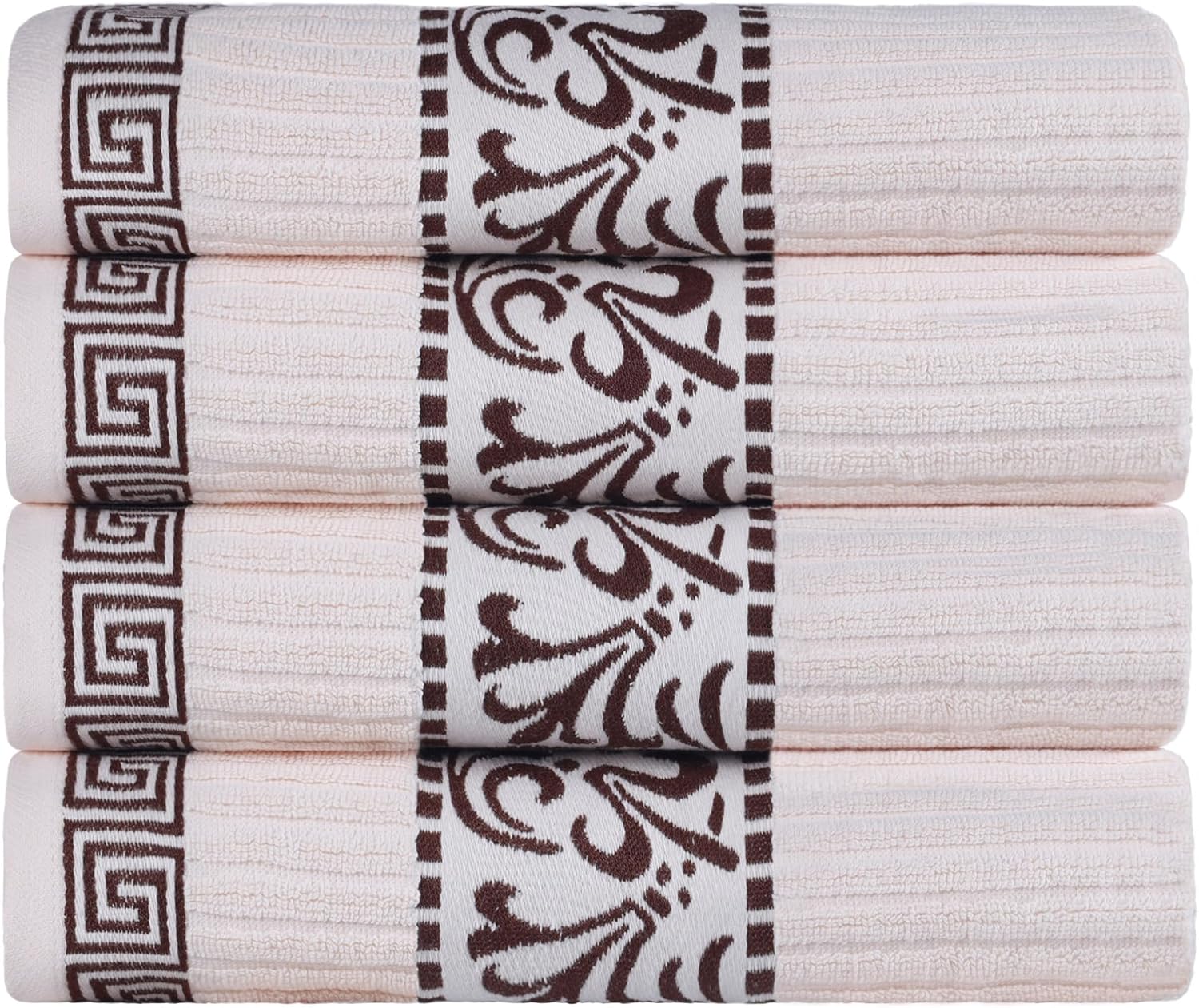 Superior 4-Piece Bath Towel Set with Greek Floral Design