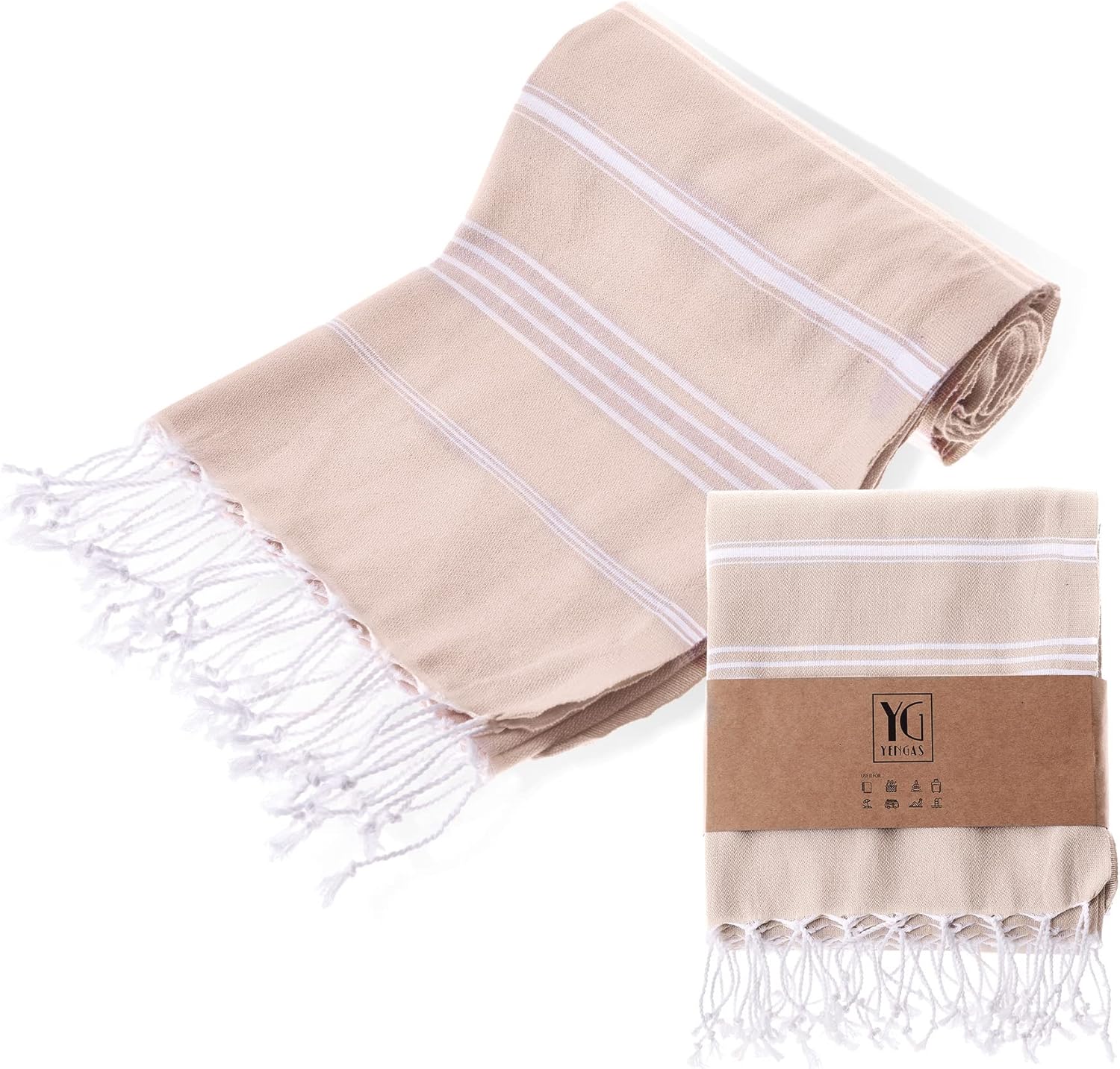 YENGAS Turkish Beach Towel XXL 37x70 Inch