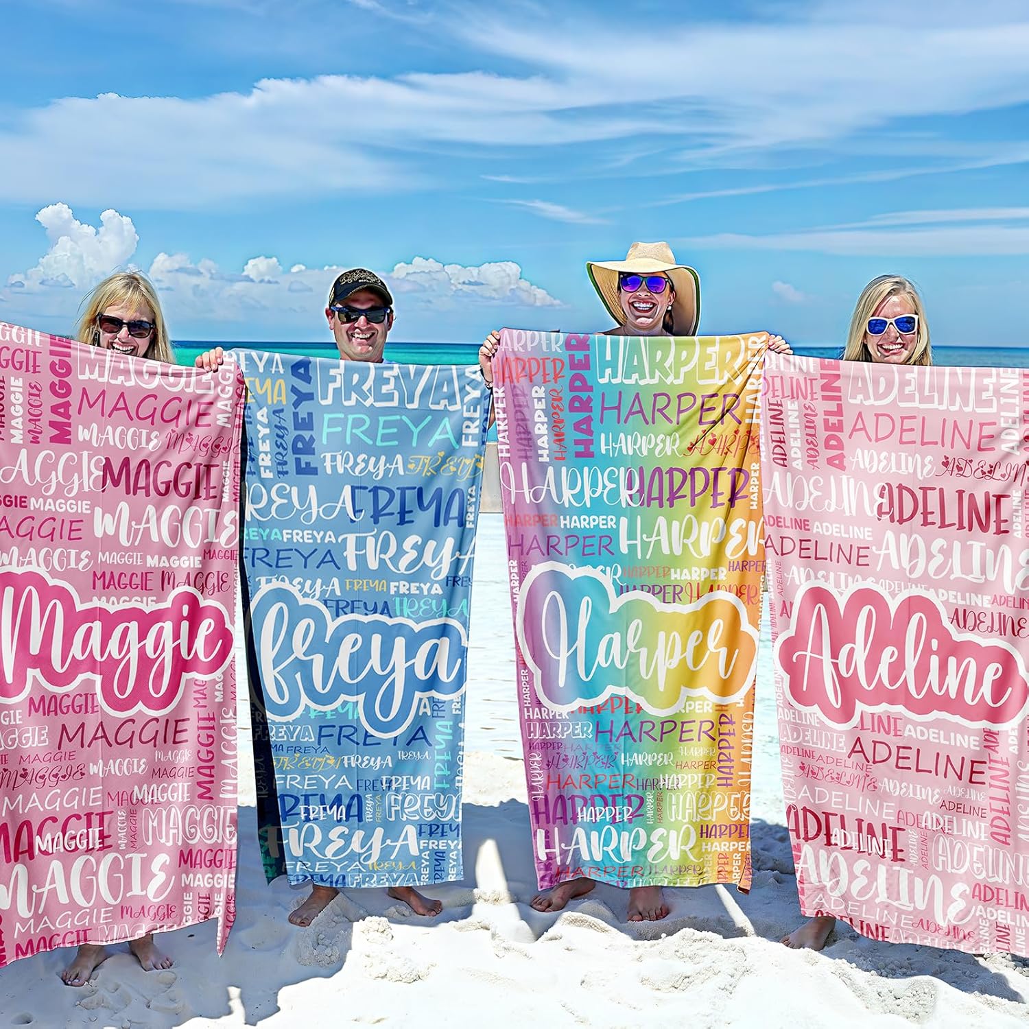 Personalized Beach Towels with Name - Custom Kids Adults Sand-Free Quick Dry Towels