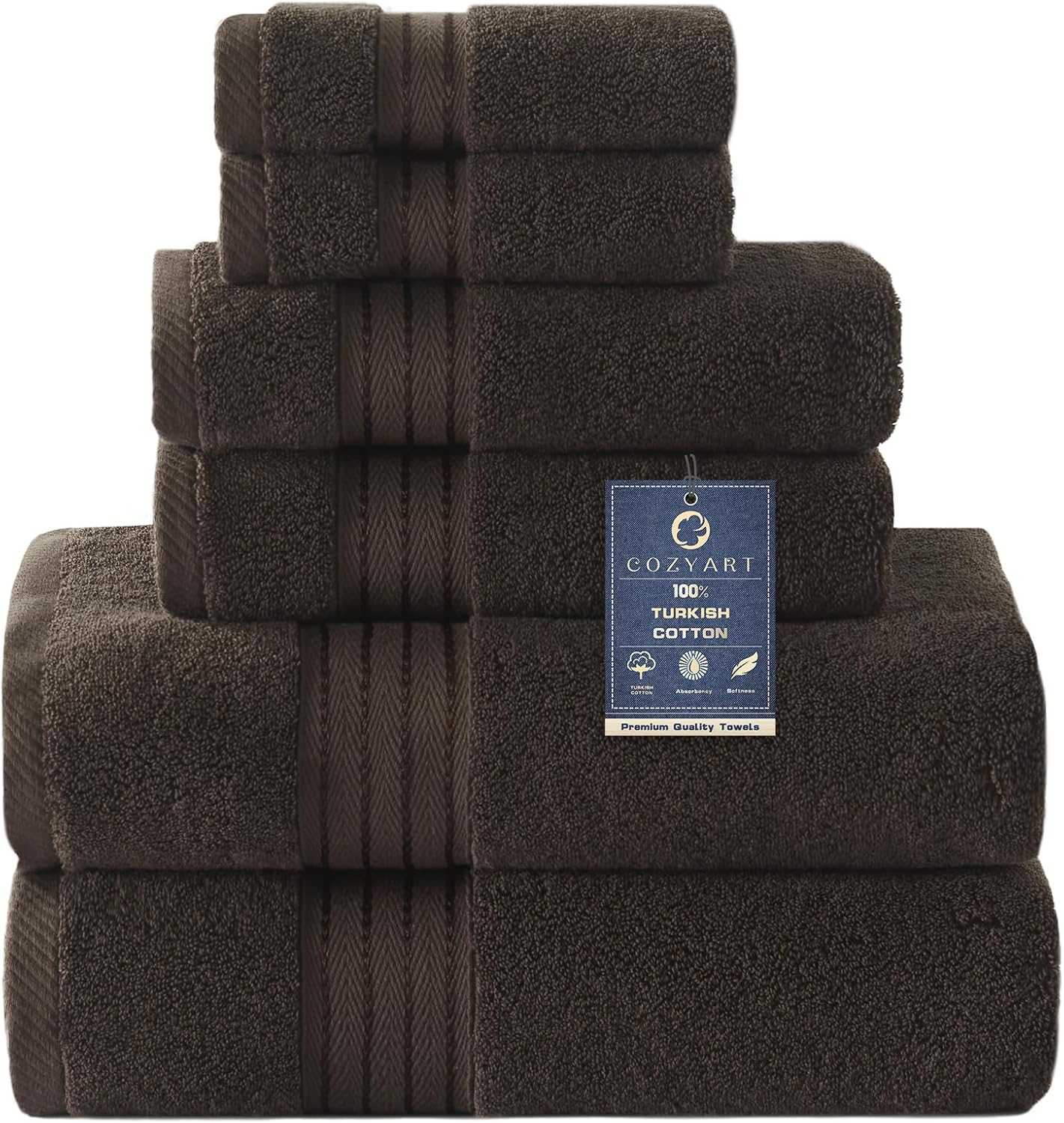 COZYART 650 GSM Cotton Towel Set of 6