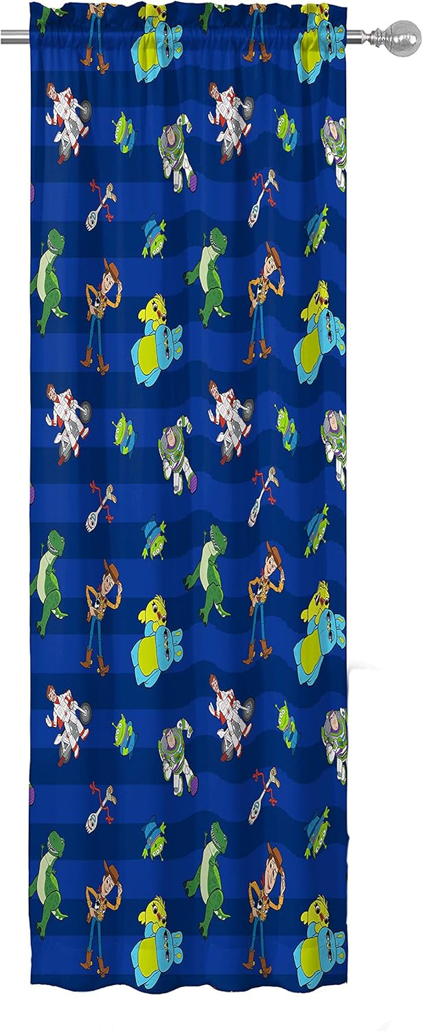 Jay Franco Kids Window Drapes - 4 Piece Blue Toy Story Set
